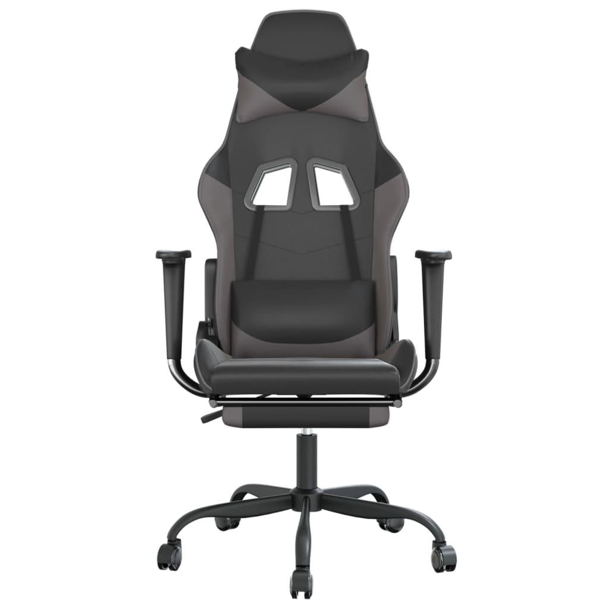Voir la diapositive 3 : VIDAXL Chaise de jeu avec repose-pied Noir et gris Similicuir