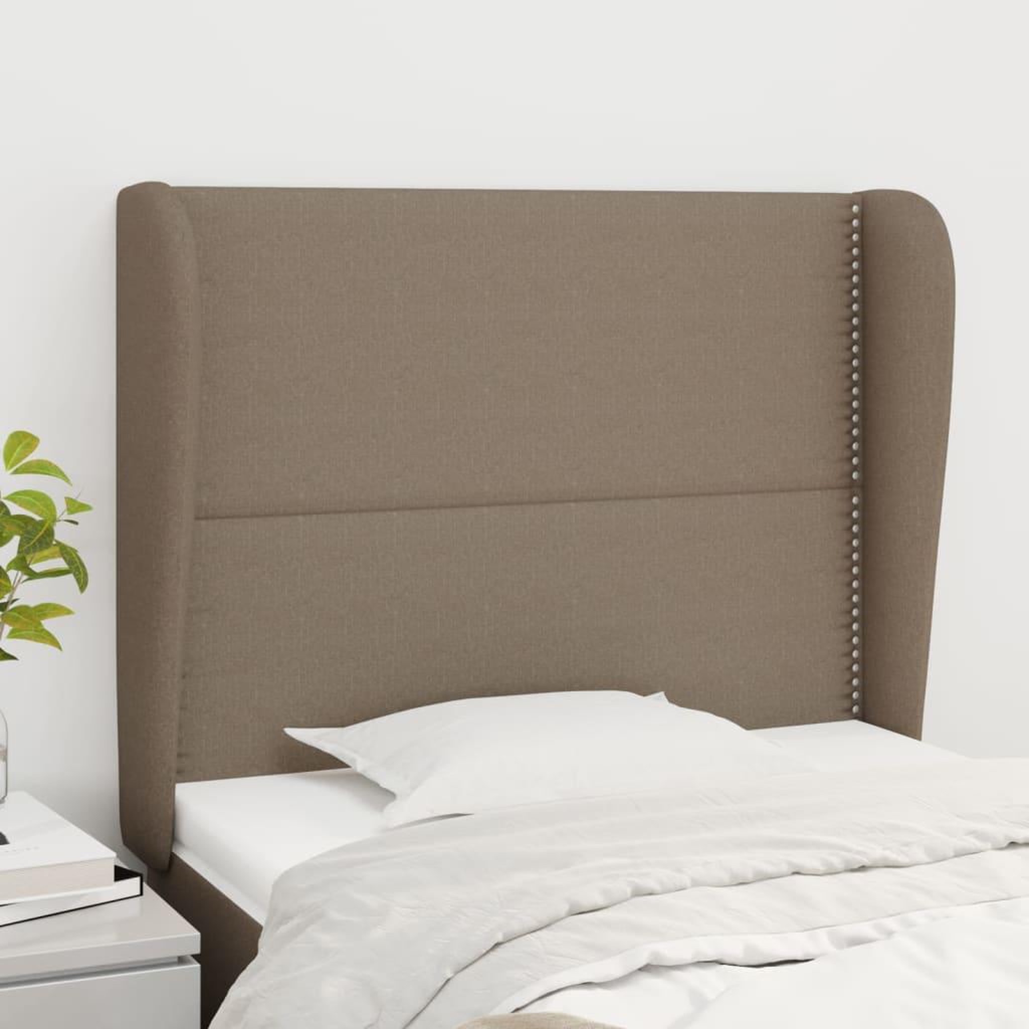 Voir la diapositive 1 : VIDAXL Tete de lit avec oreilles Taupe 83x23x118/128 cm Tissu