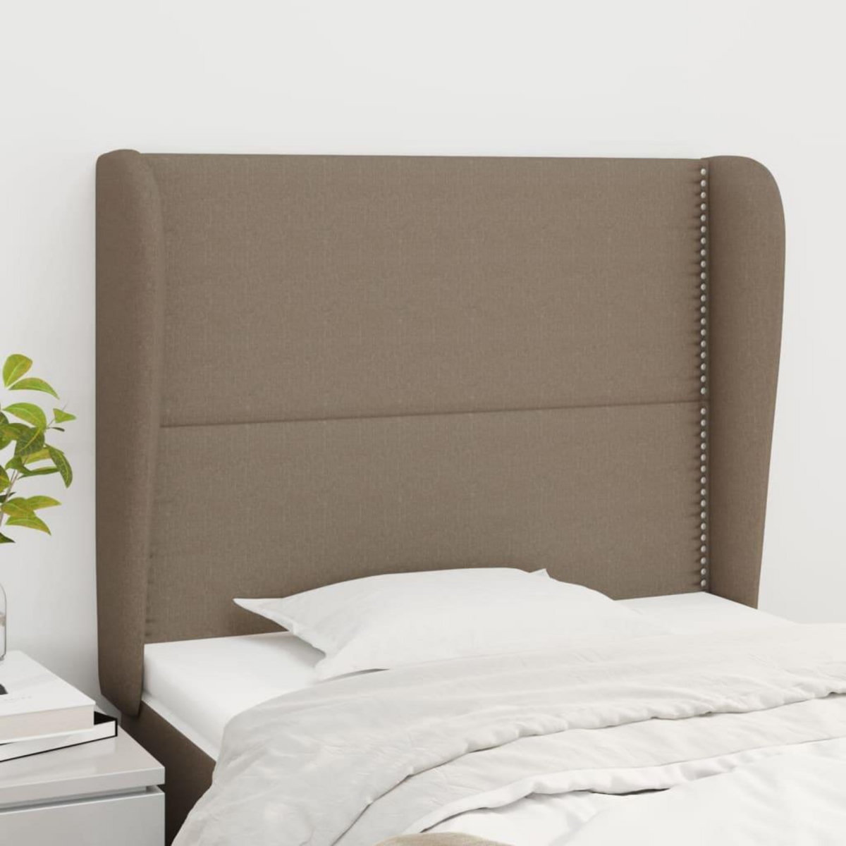 VIDAXL Tete de lit avec oreilles Taupe 83x23x118/128 cm Tissu