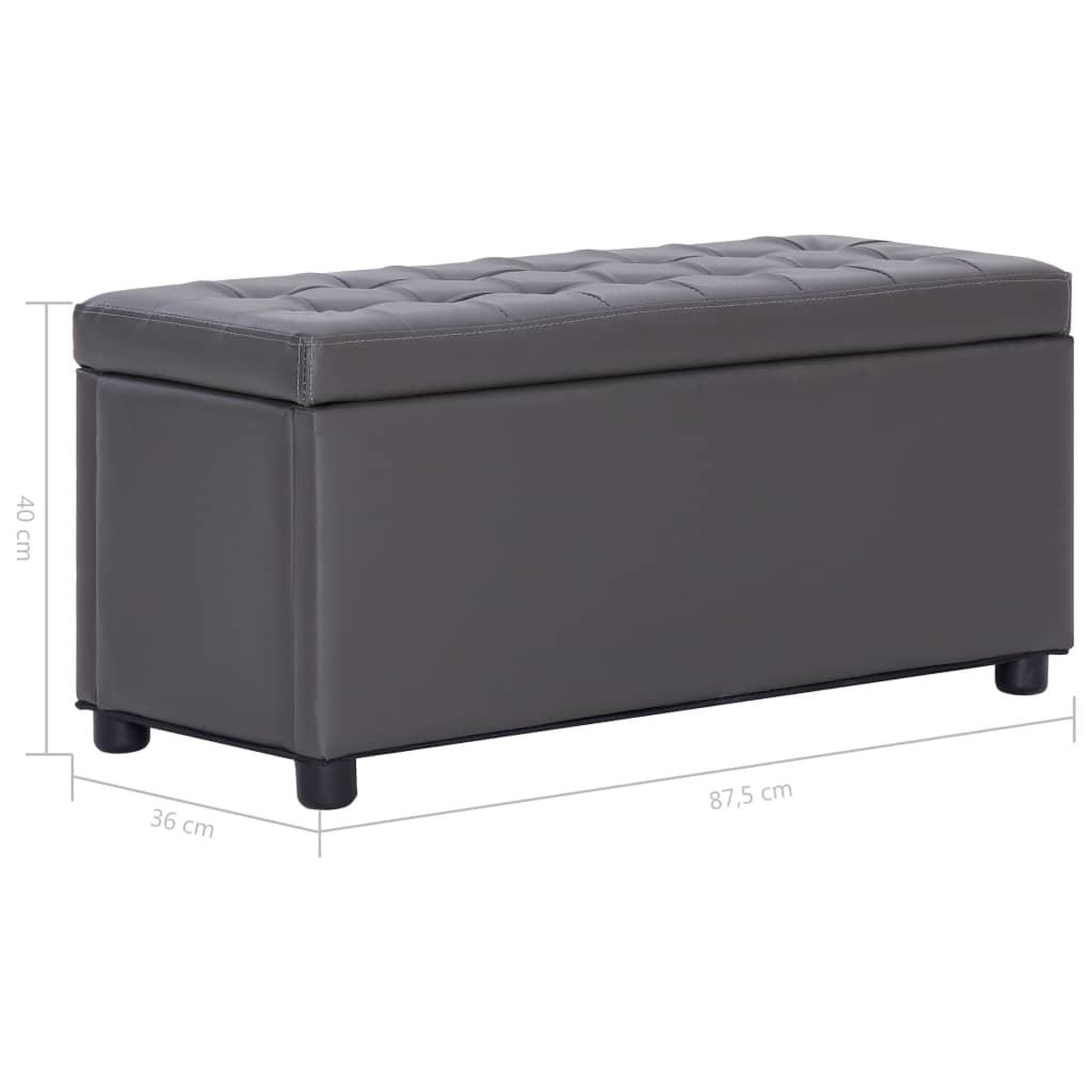 Voir la diapositive 6 : VIDAXL Pouf de rangement 87,5 cm Gris Similicuir