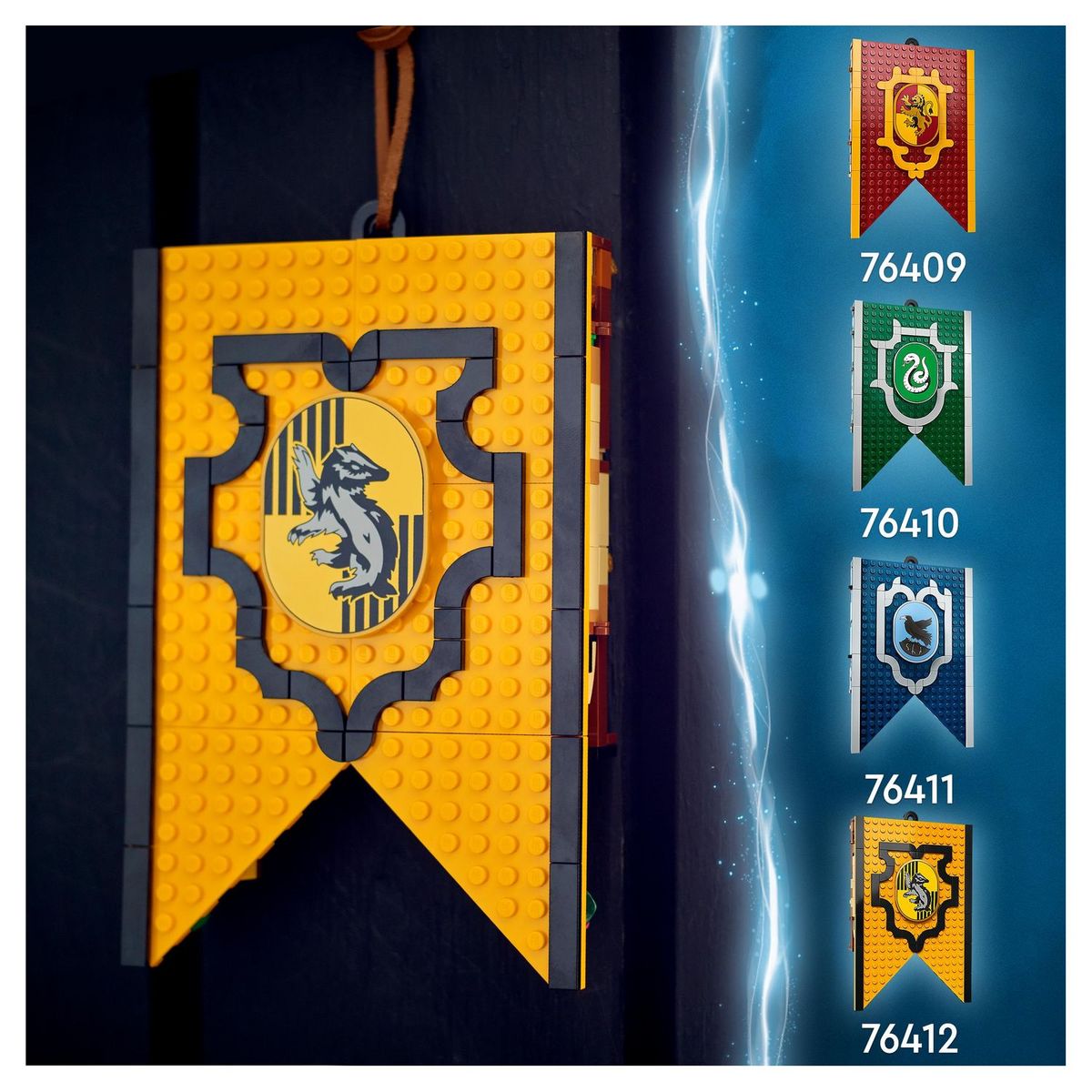 LEGO Harry Potter 76412 - Le blason de la maison Poufsouffle, Jouet avec 3 Minifigurines et Mandragore, Décoration Murale à Collectionner, Château de Poudlard