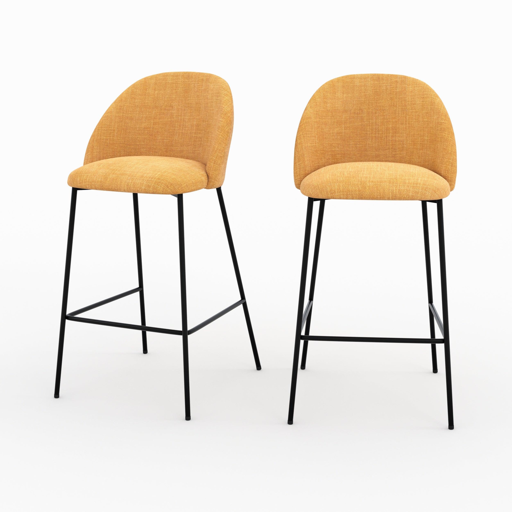 MAISON PAVANE Lot de 2 chaises pour ilot central 66,5 cm en tissu jaune moutarde-karl