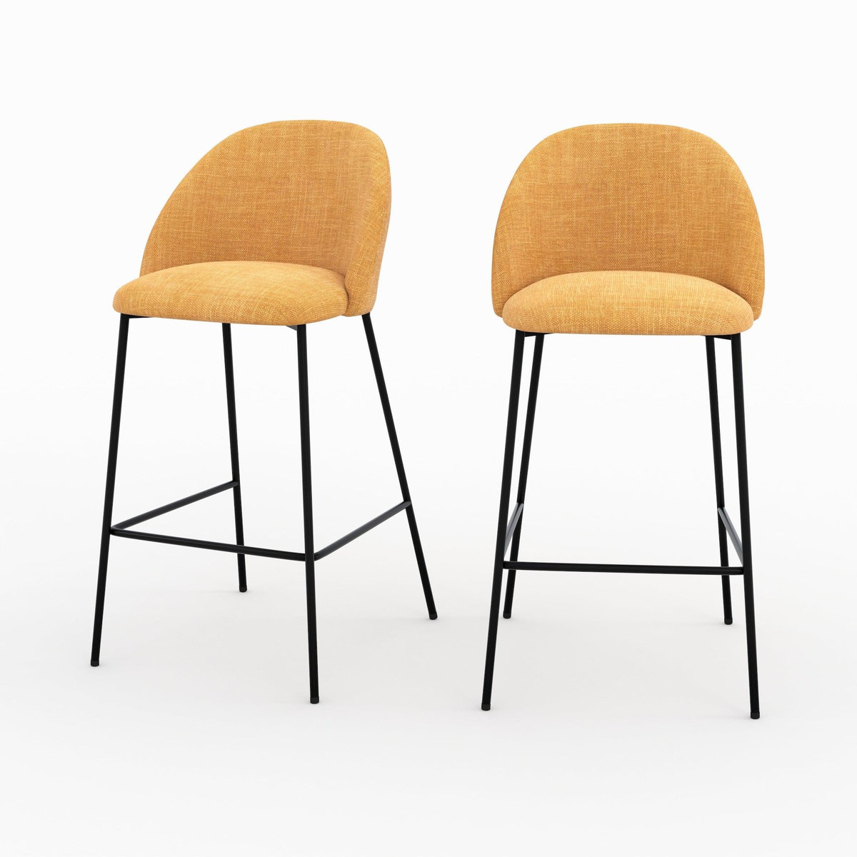 Rendez vous déco Lot de 2 chaises pour ilot central 66,5 cm en tissu jaune moutarde-Karl