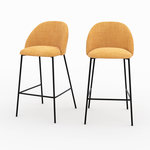 Rendez vous déco Lot de 2 chaises pour ilot central 66,5 cm en tissu jaune moutarde-Karl