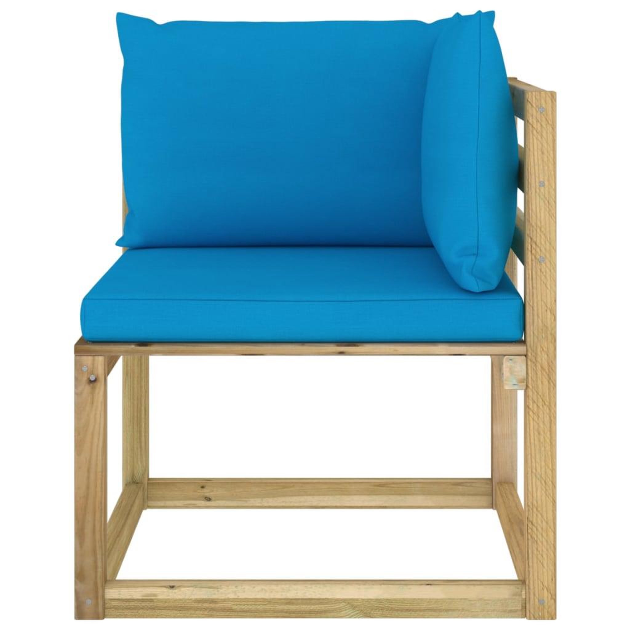 Voir la diapositive 4 : VIDAXL Canape d'angle de jardin avec coussins Bois impregne de vert