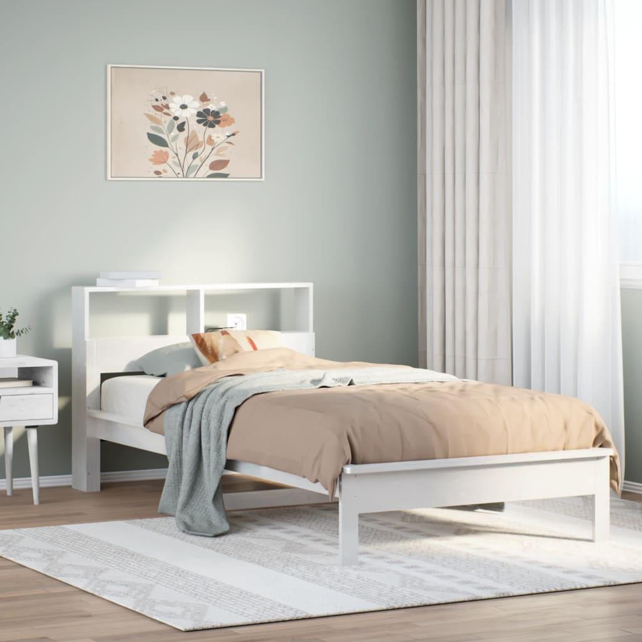 VIDAXL Lit bibliotheque sans matelas blanc 100x200 cm bois pin massif