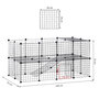 Voir la diapositive 3 : PAWHUT Cage parc enclos pour animaux domestiques L 146 x l 73 x H 73 cm modulable 2 niveaux 36 panneaux bords arrondis fil métallique noir