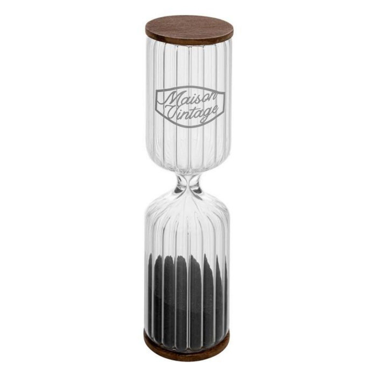 ATMOSPHERA Sablier Déco en Bois  Café  30cm Transparent