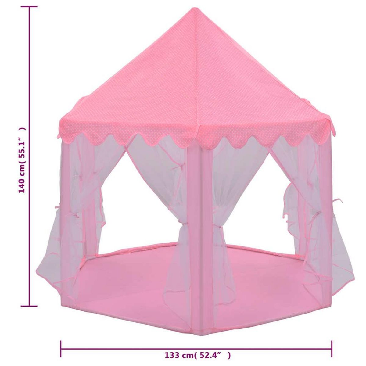 VIDAXL Tente de jeu princesse avec 250 balles Rose 133x140 cm