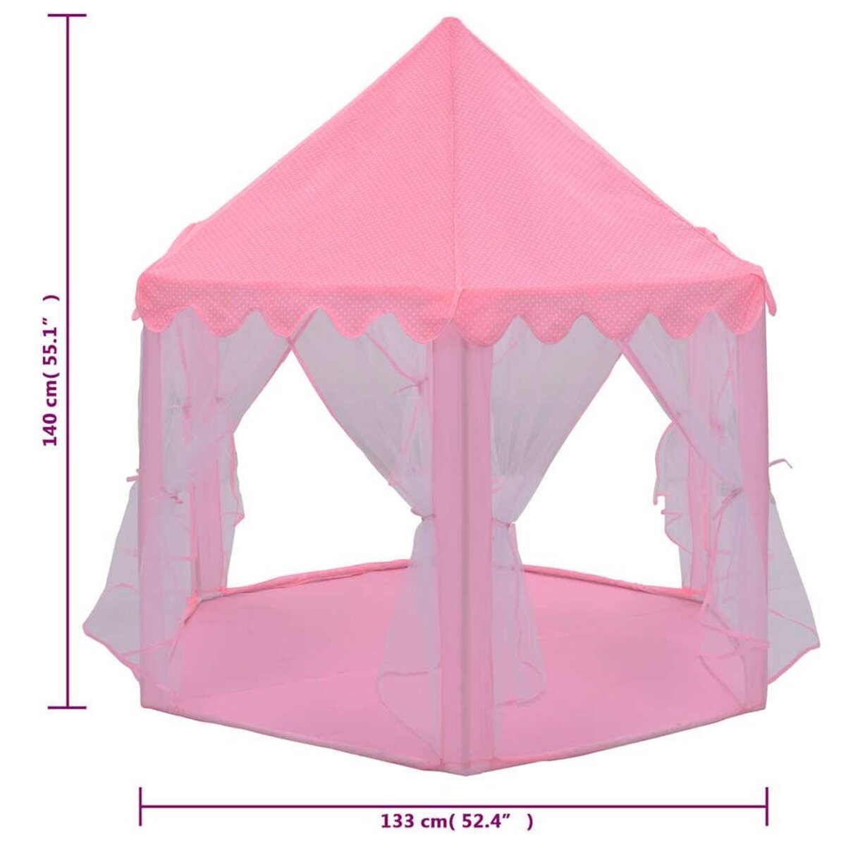 VIDAXL Tente de jeu princesse avec 250 balles Rose 133x140 cm