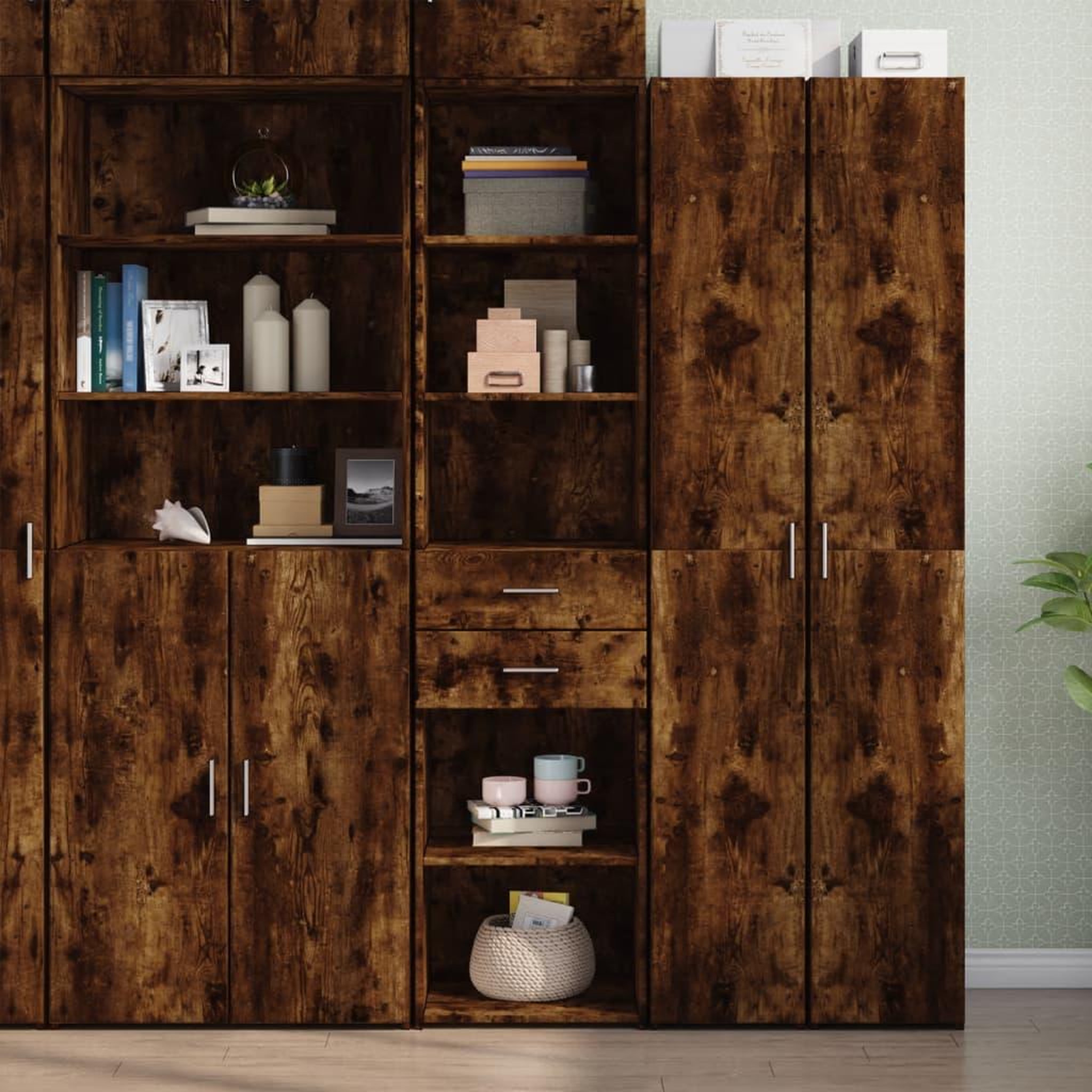 VIDAXL Buffet haut chene fume 45x42,5x185 cm bois d'ingenierie