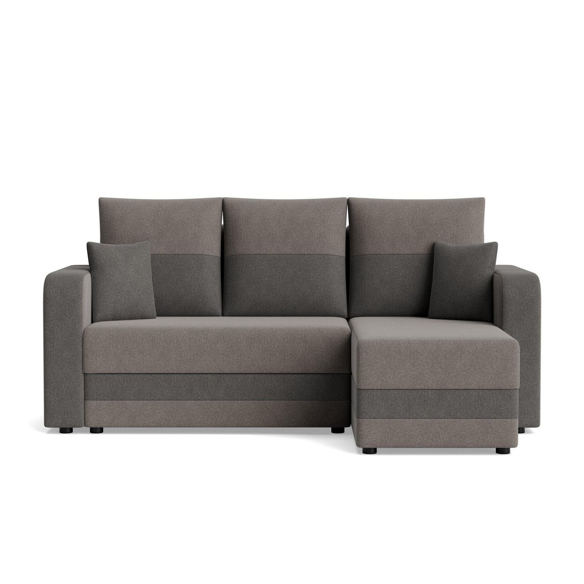 BEST MOBILIER Harvey - canapé d'angle réversible 4 places convertible avec coffre en tissu bicolore