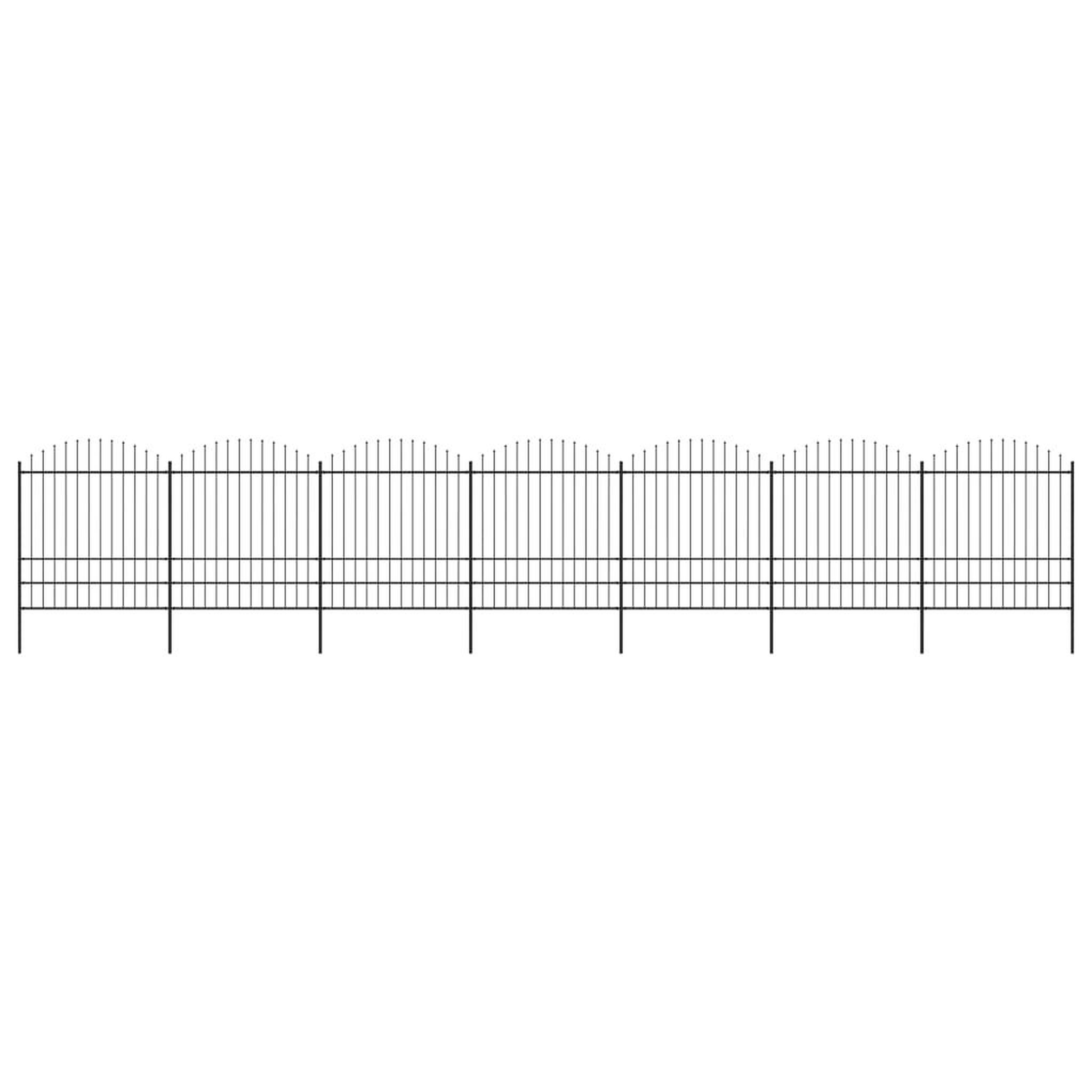 VIDAXL Cloture de jardin a dessus en lance Acier (1,75-2)x11,9 m Noir