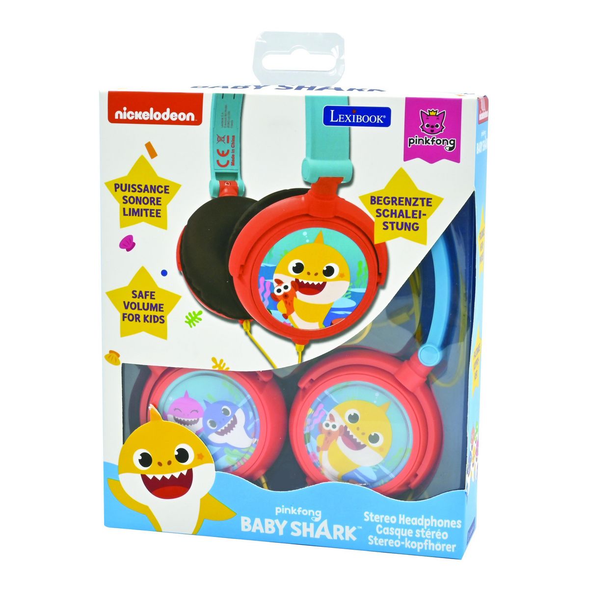 Lexibook Casque stéréo filaire pliable Baby Shark avec limitation de volume d'écoute