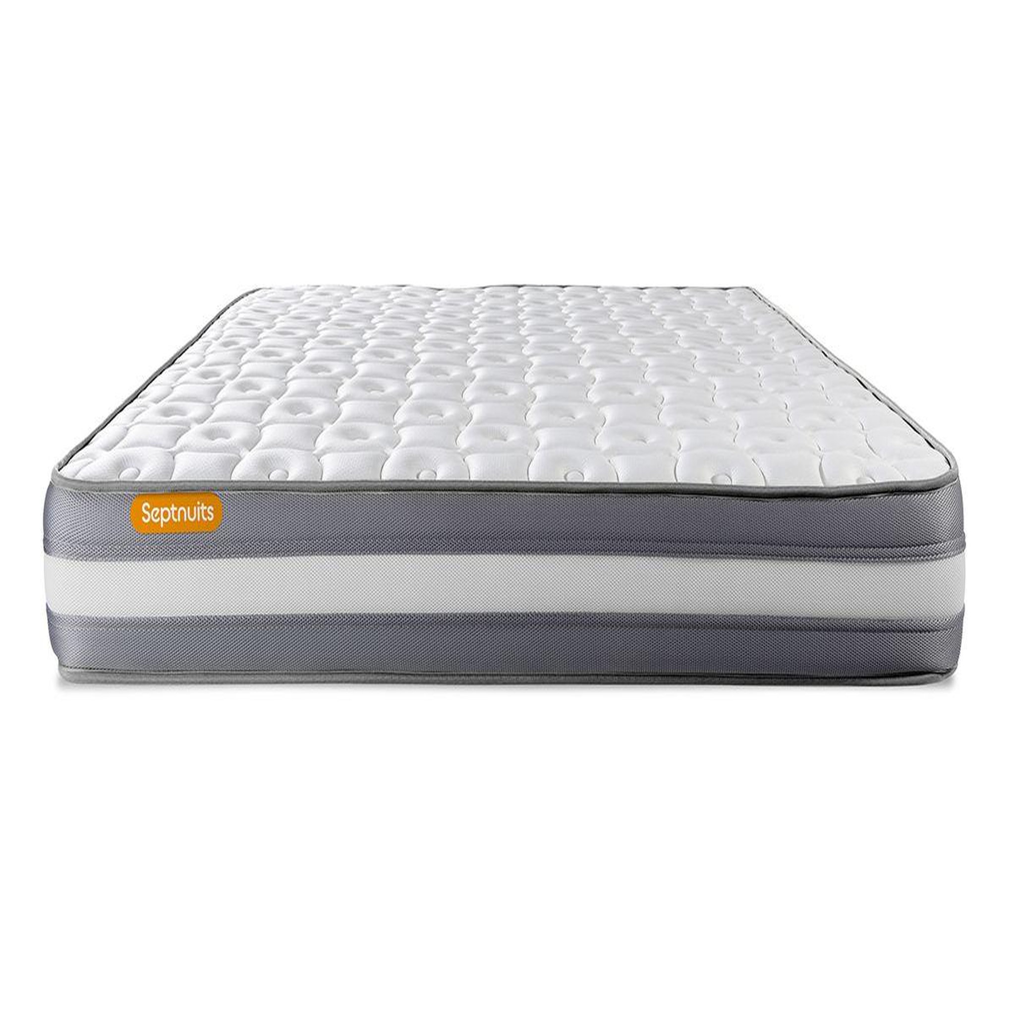 Voir la diapositive 3 : SEPTNUITS Matelas + double sommiers gris Memo Plus Mémoire de forme 3 zones