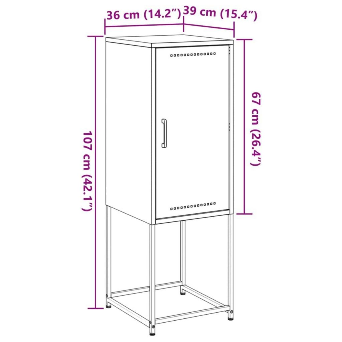 VIDAXL Buffet haut rose 36x39x107 cm acier