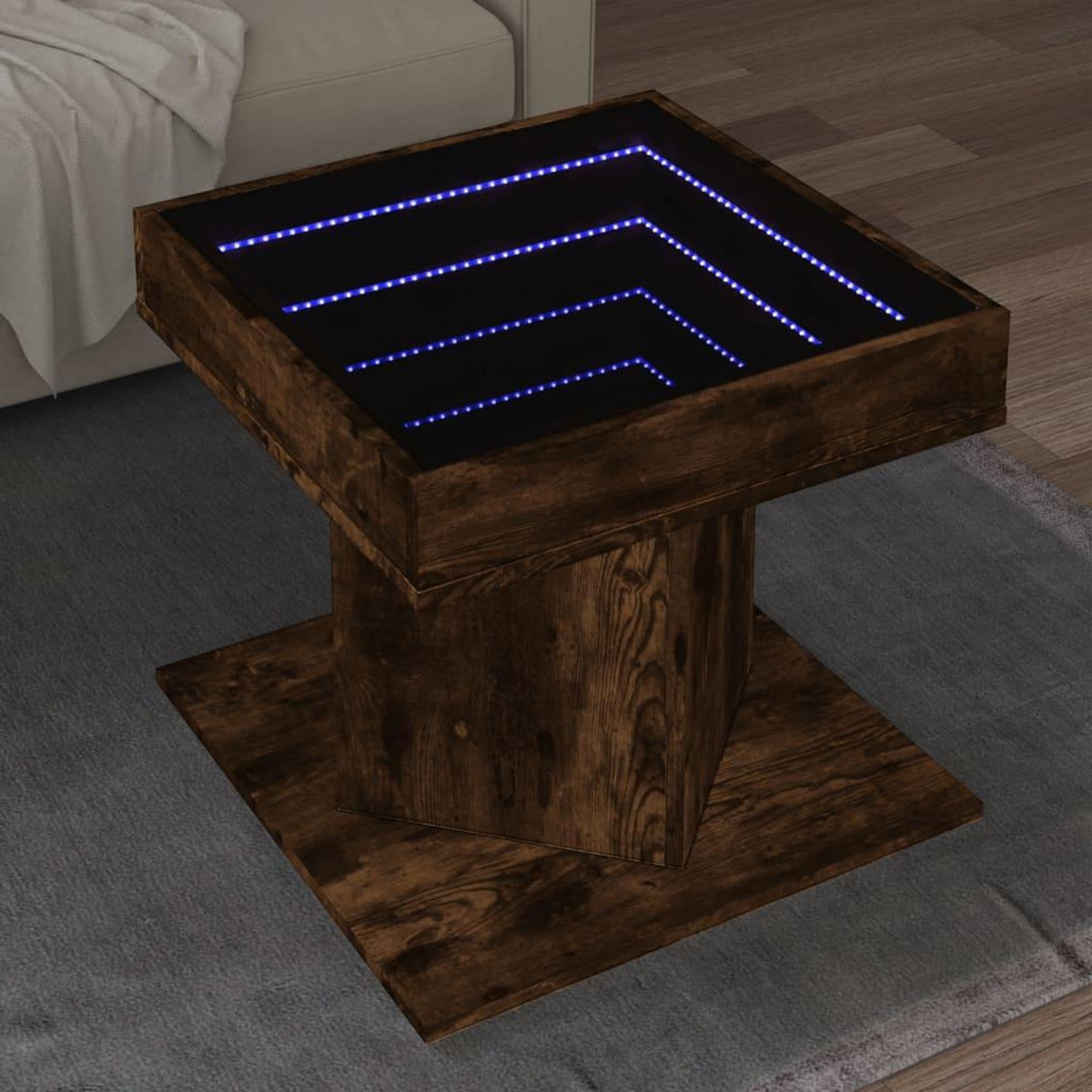 VIDAXL Table basse avec LED chene fume 50x50x45 cm bois d'ingenierie