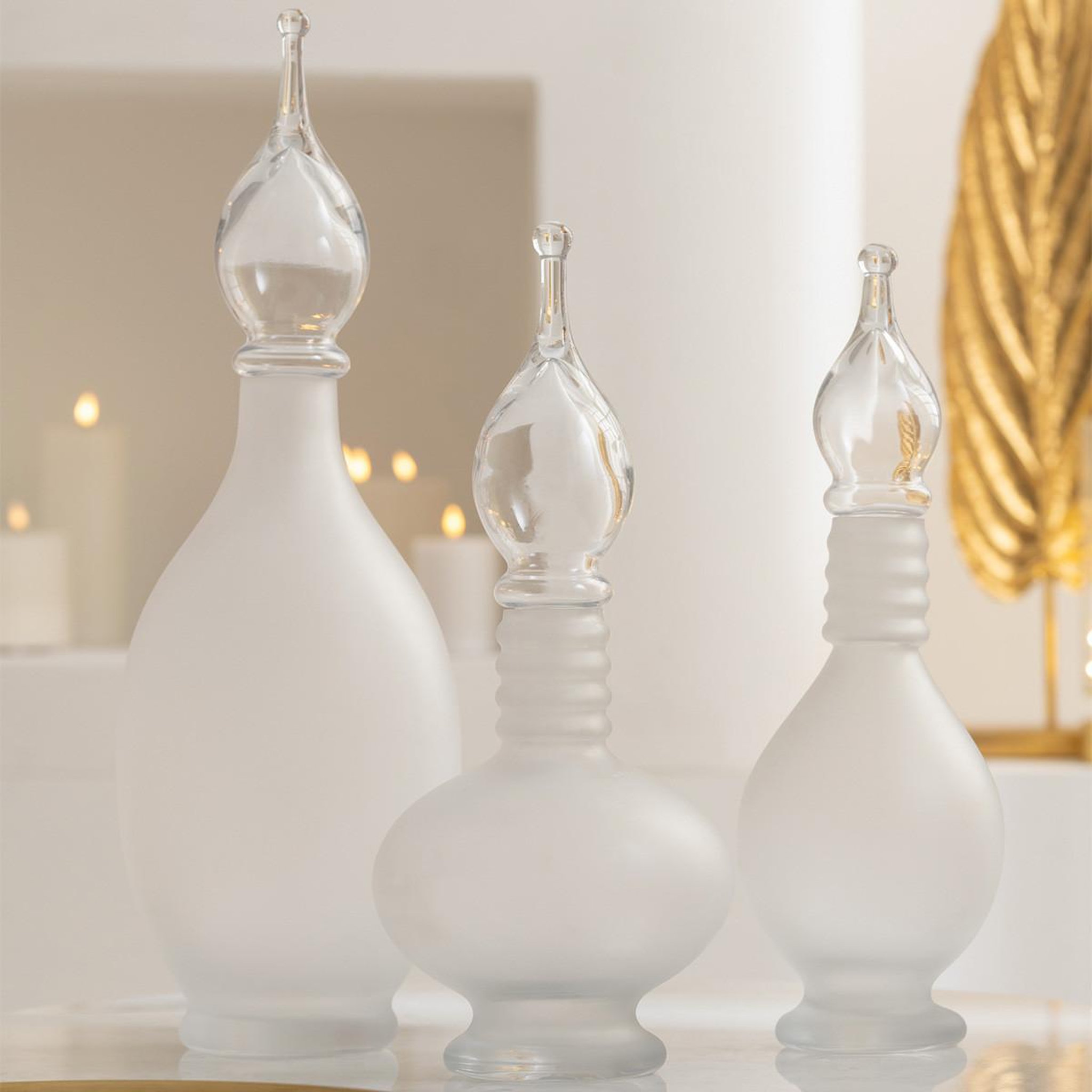 Voir la diapositive 4 : J-LINE Vase bouchon fiole en verre  jo  38cm transparent