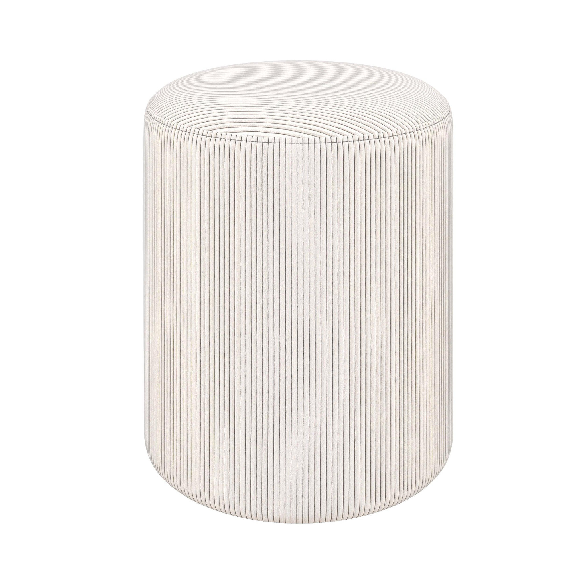 MAISON PAVANE Pouf rond en velours côtelé beige-Lily