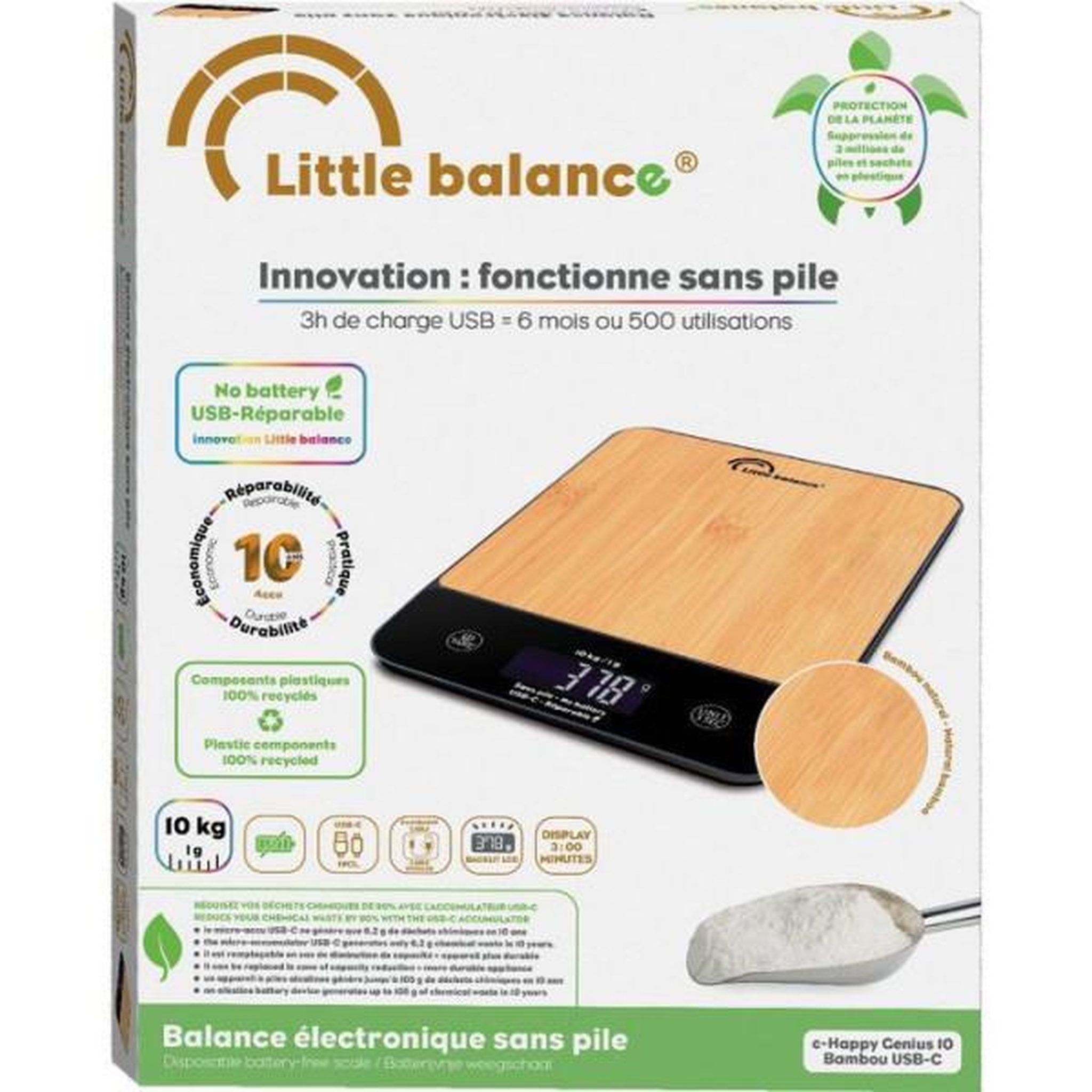 Voir la diapositive 6 : LITTLE BALANCE Balance de Cuisine Electronique de Precision  - LITTLE BALANCE - 8712 - Happy Genius 10 - USB - Sans pile - Bois naturel