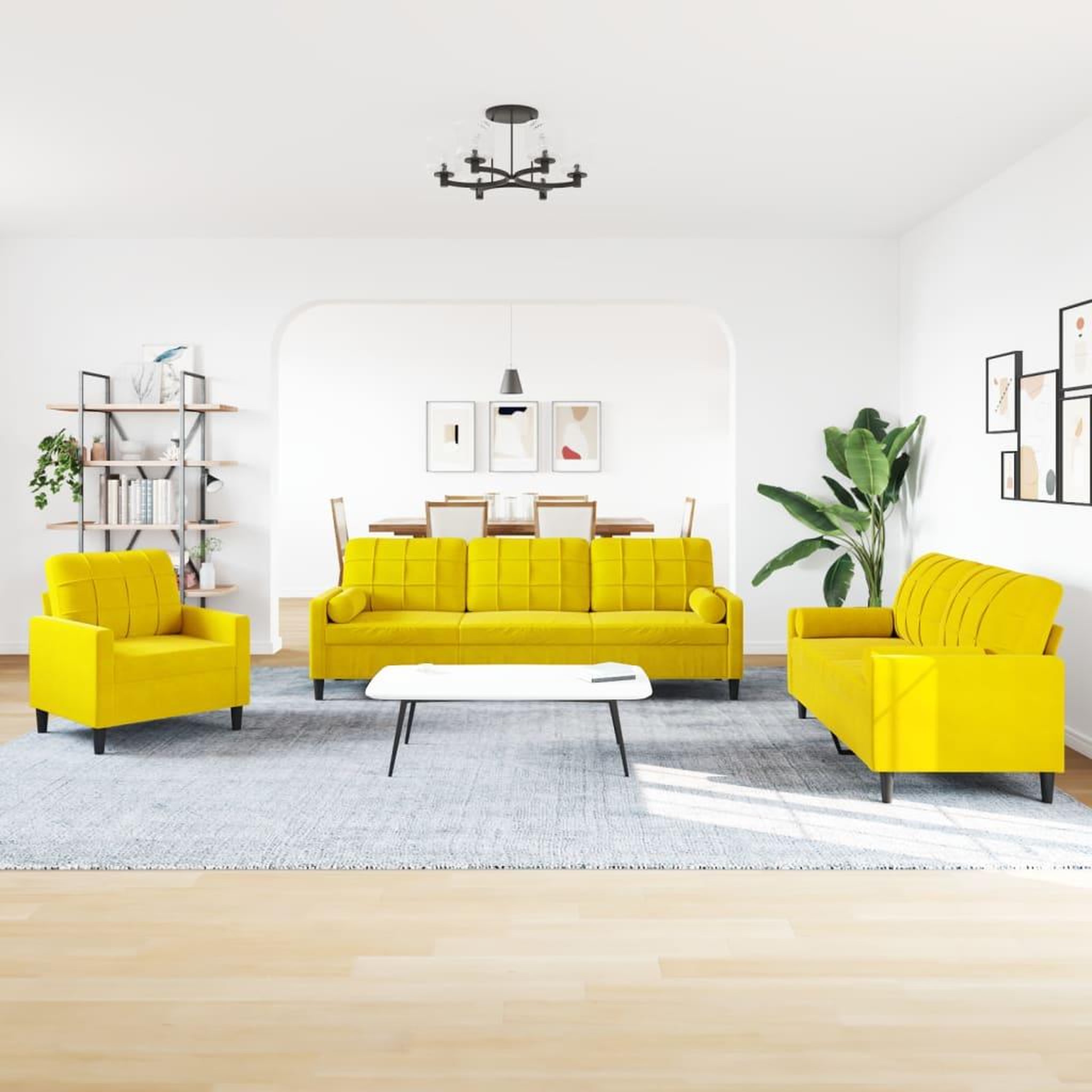 Voir la diapositive 3 : VIDAXL Ensemble de canapes 3 pcs avec coussins et traversins velours