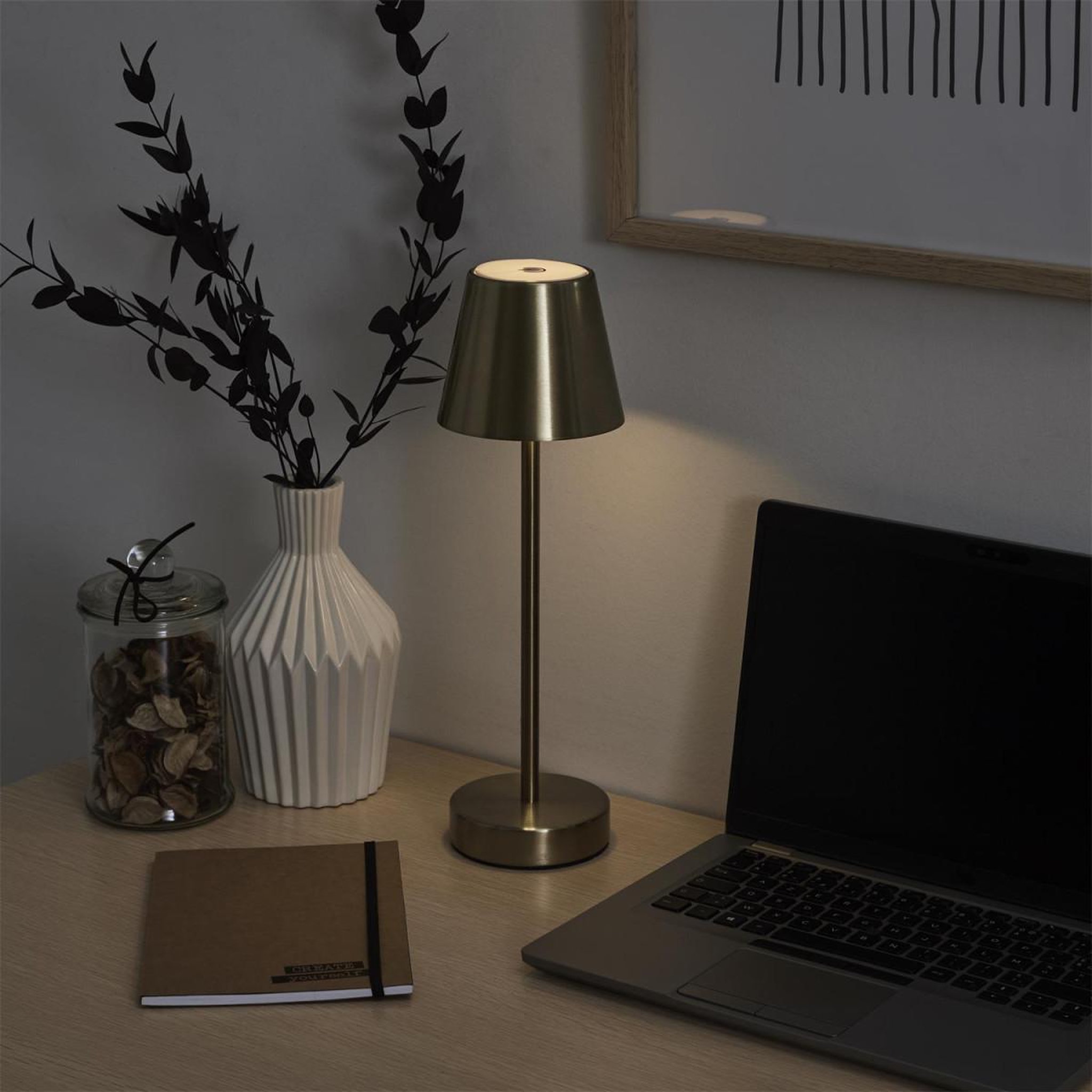 Voir la diapositive 5 : The Home Deco Factory Lampe à poser tactile  rechargeable  36cm or