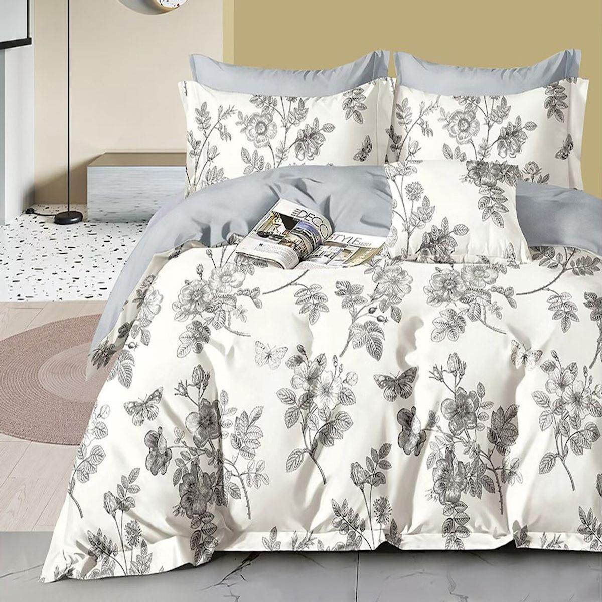 Home collection Parure housse de couette 100 % coton 57 fils Jouvelle