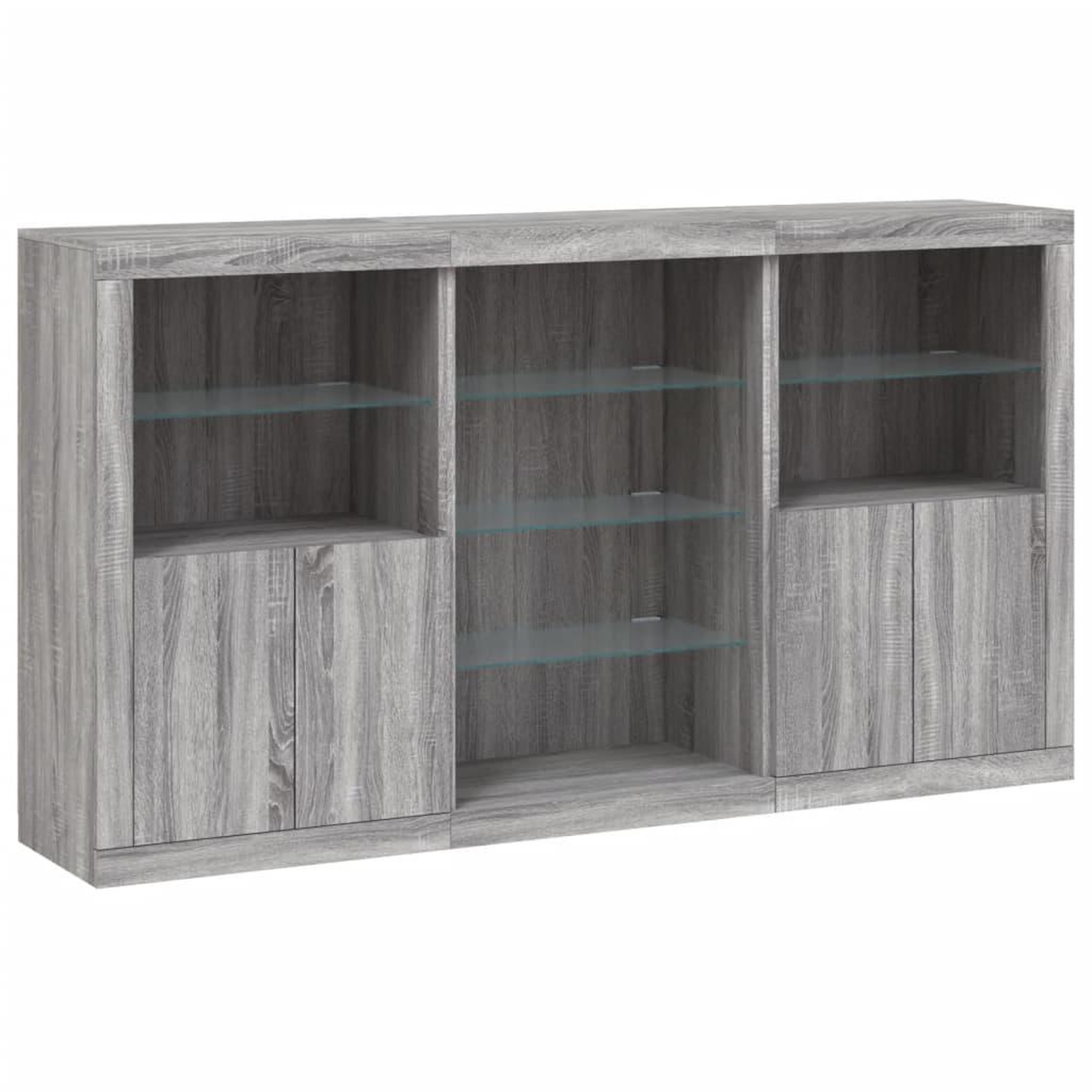 Voir la diapositive 3 : VIDAXL Buffet avec lumieres LED sonoma gris 181,5x37x100 cm