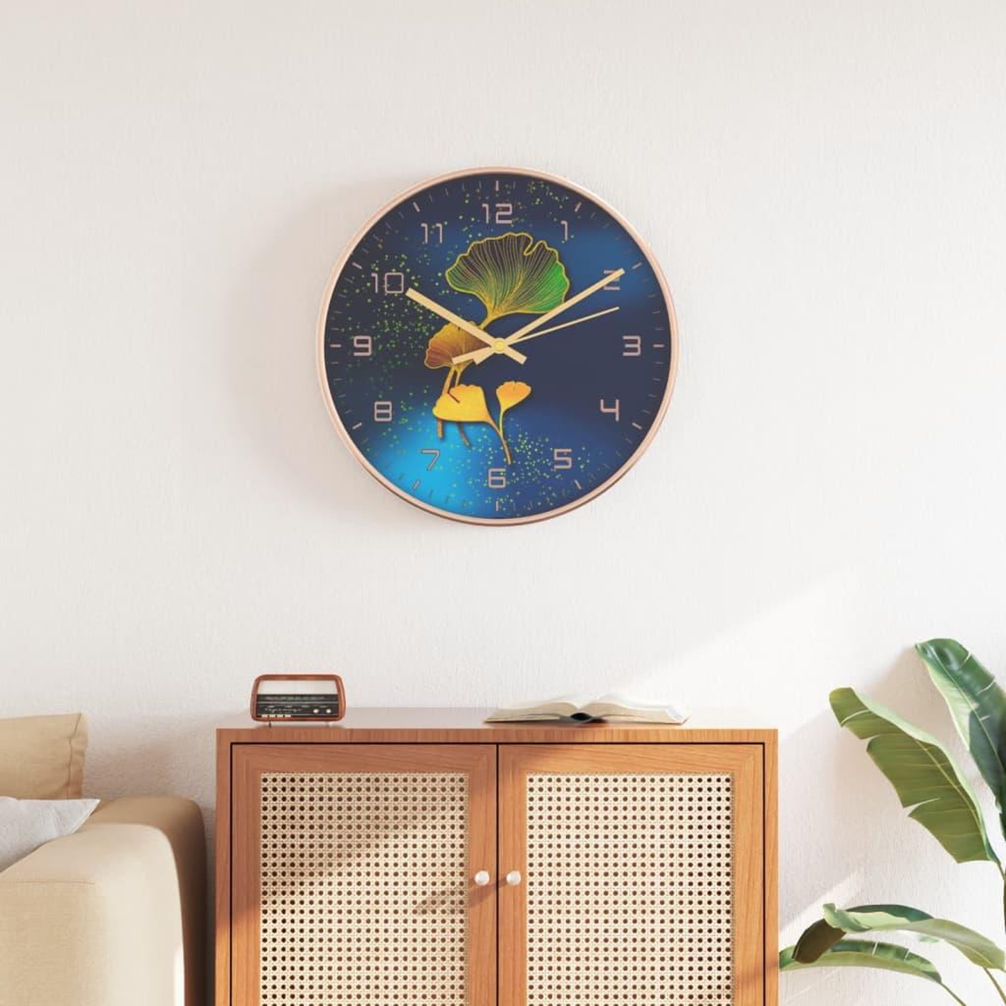 VIDAXL Horloge murale dore et bleu Ø29,5 cm polystyrene et verre