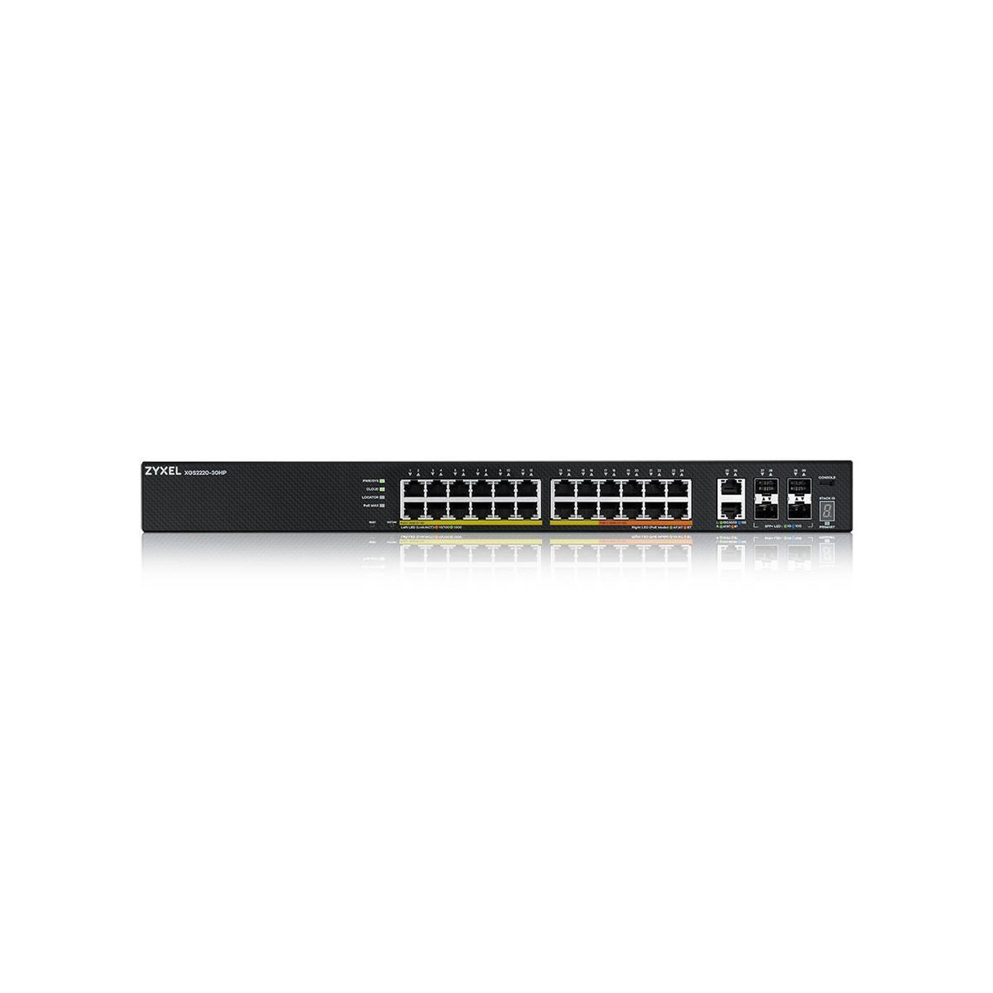 Voir la diapositive 3 : Zyxel Switch réseau Zyxel XGS2220 Series XGS2220-30HP - 24 ports GbE L3, NebulaFLEX Cloud, PoE++ 400W