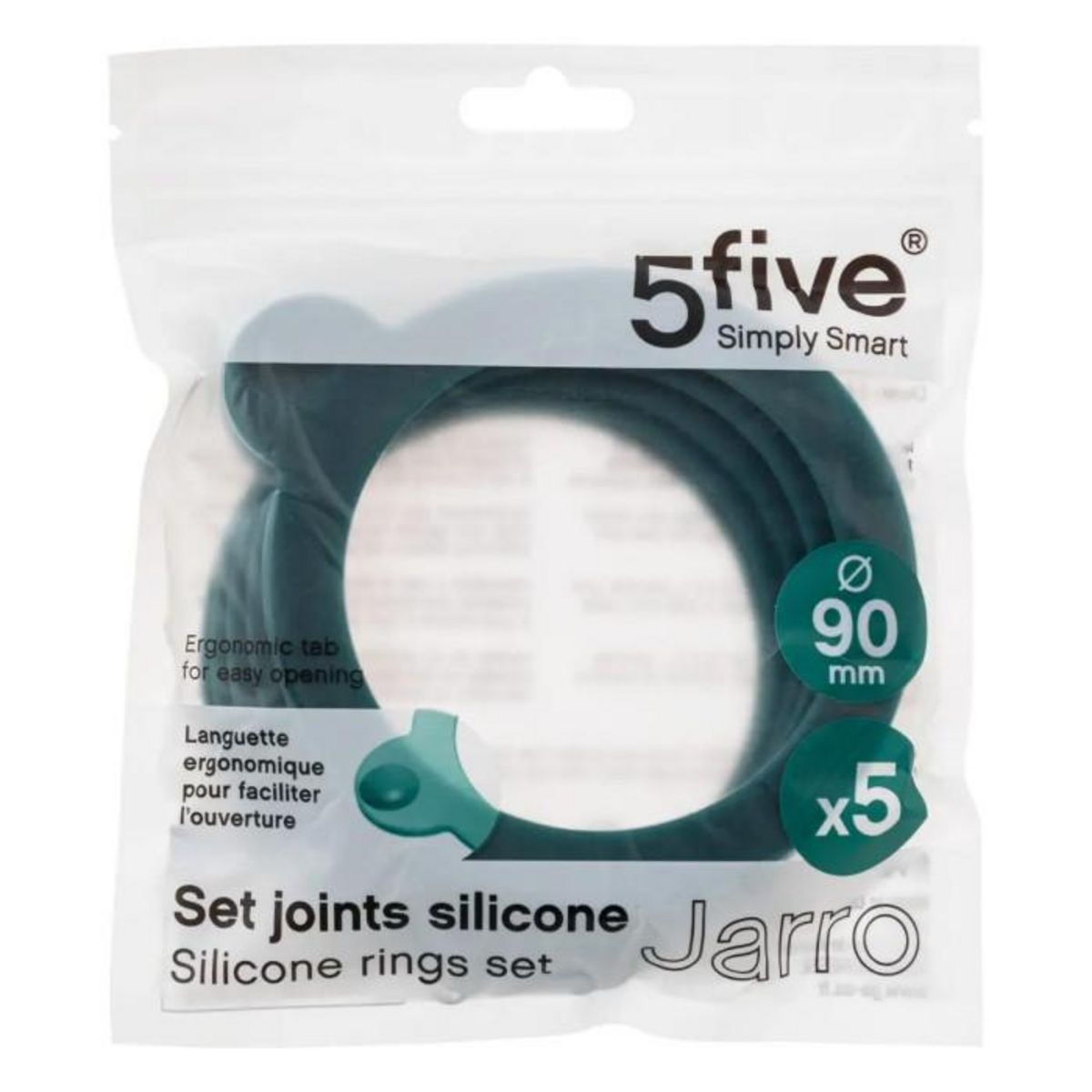 FIVE Lot de 5 Joints en Silicone  Jarro  9cm Bleu