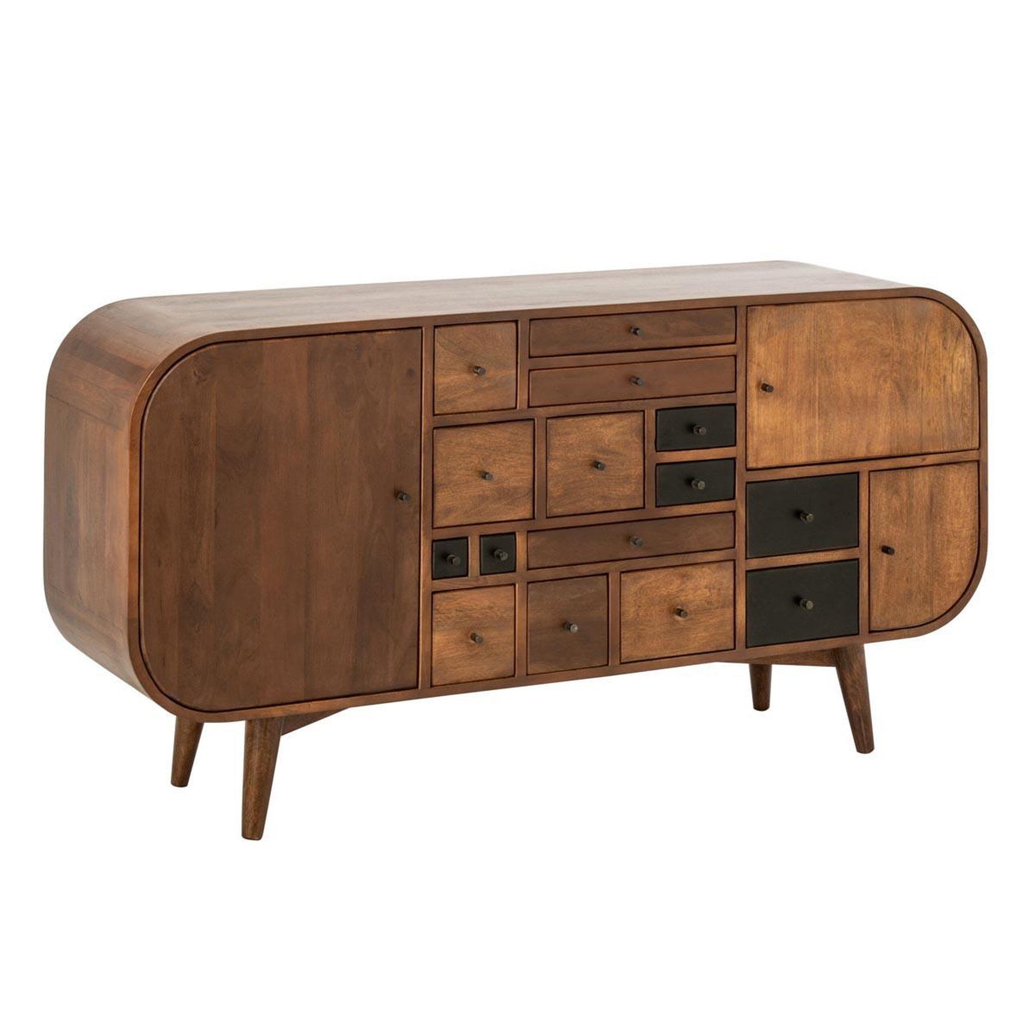 J-LINE Buffet 18 tiroirs en bois  sixty  152cm naturel