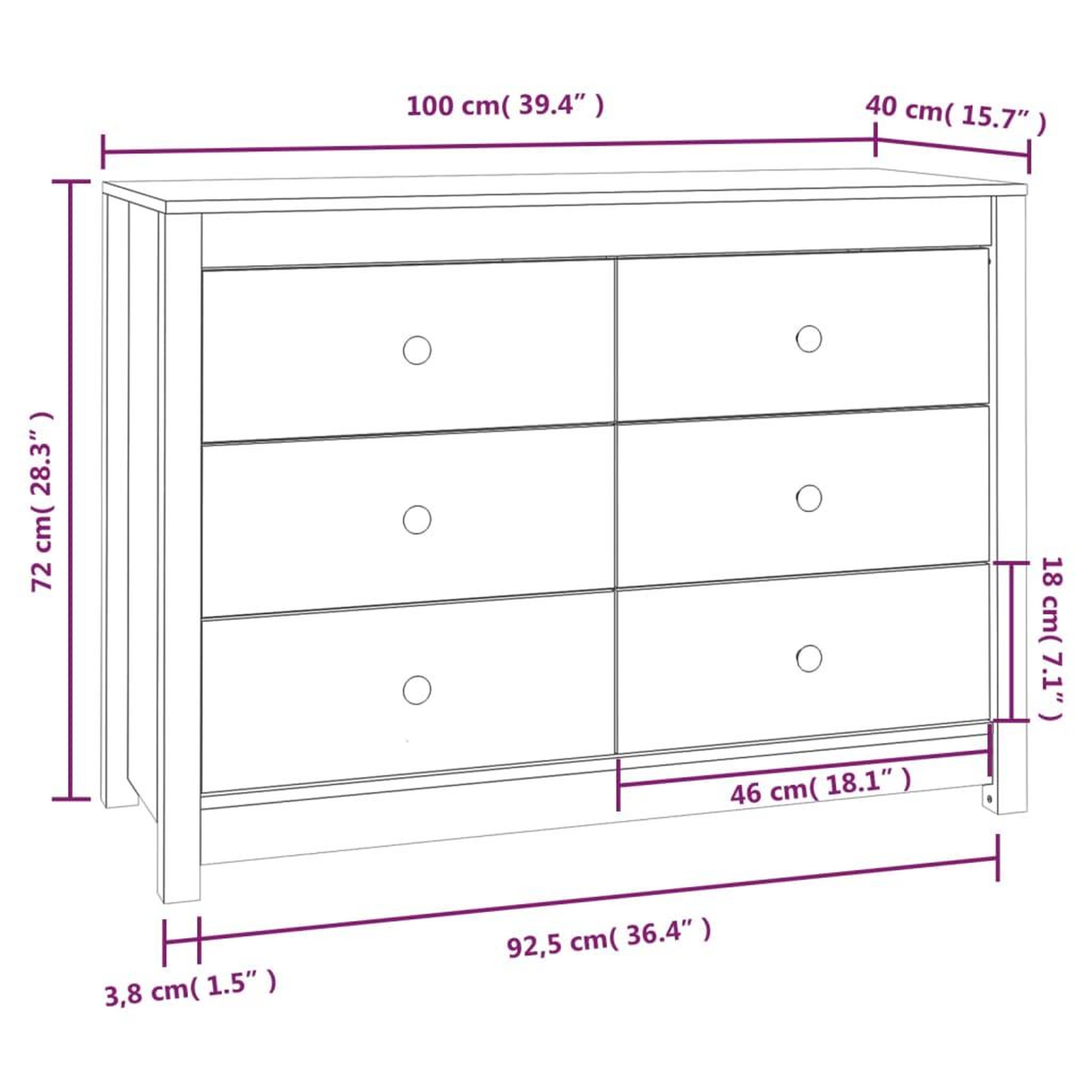 Voir la diapositive 6 : VIDAXL Armoire laterale Gris 100x40x72 cm Bois de pin massif