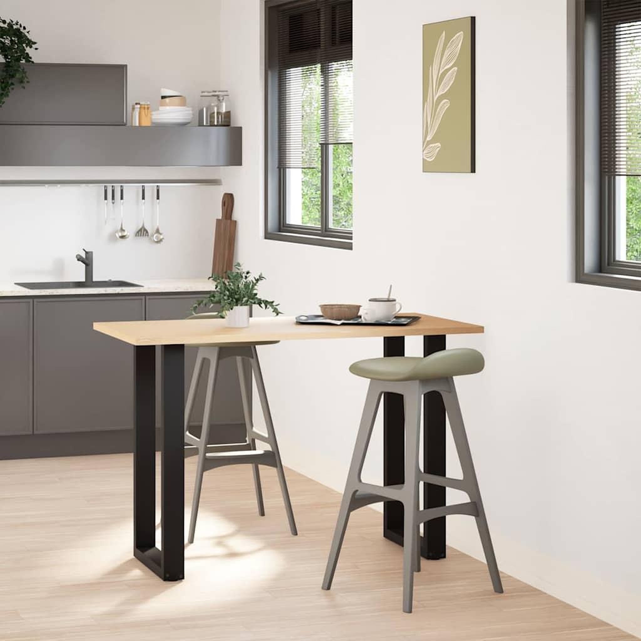 Voir la diapositive 2 : VIDAXL Pieds de table basse forme de U 2 pcs noir 40x(90-91) cm acier