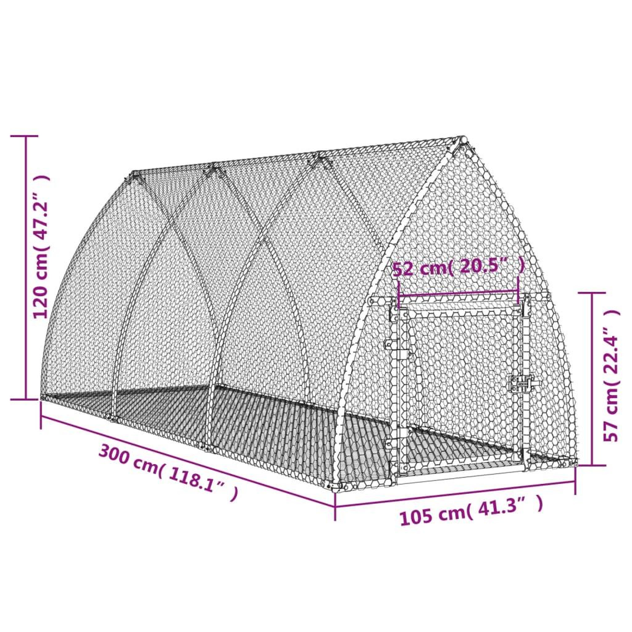 Voir la diapositive 6 : VIDAXL Clapier argente 300x105x120 cm acier galvanise