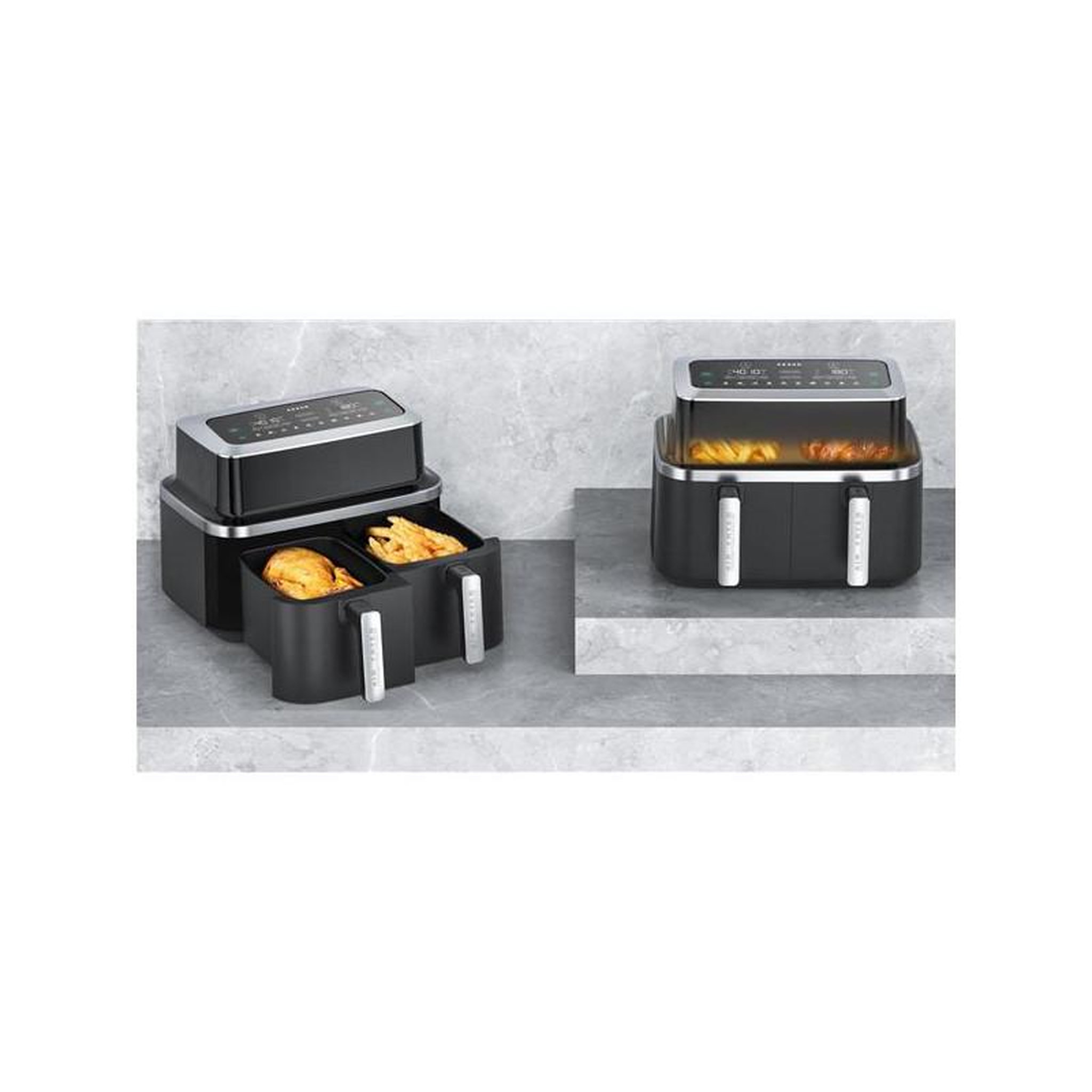 Voir la diapositive 5 : Kitchen chef Friteuse sans huile double 2600w noir - kcpfr84-airduo