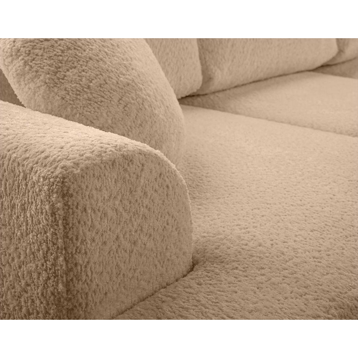 BEST MOBILIER Candela - canapé d'angle droit 4 places - convertible avec coffre - en tissu bouclette