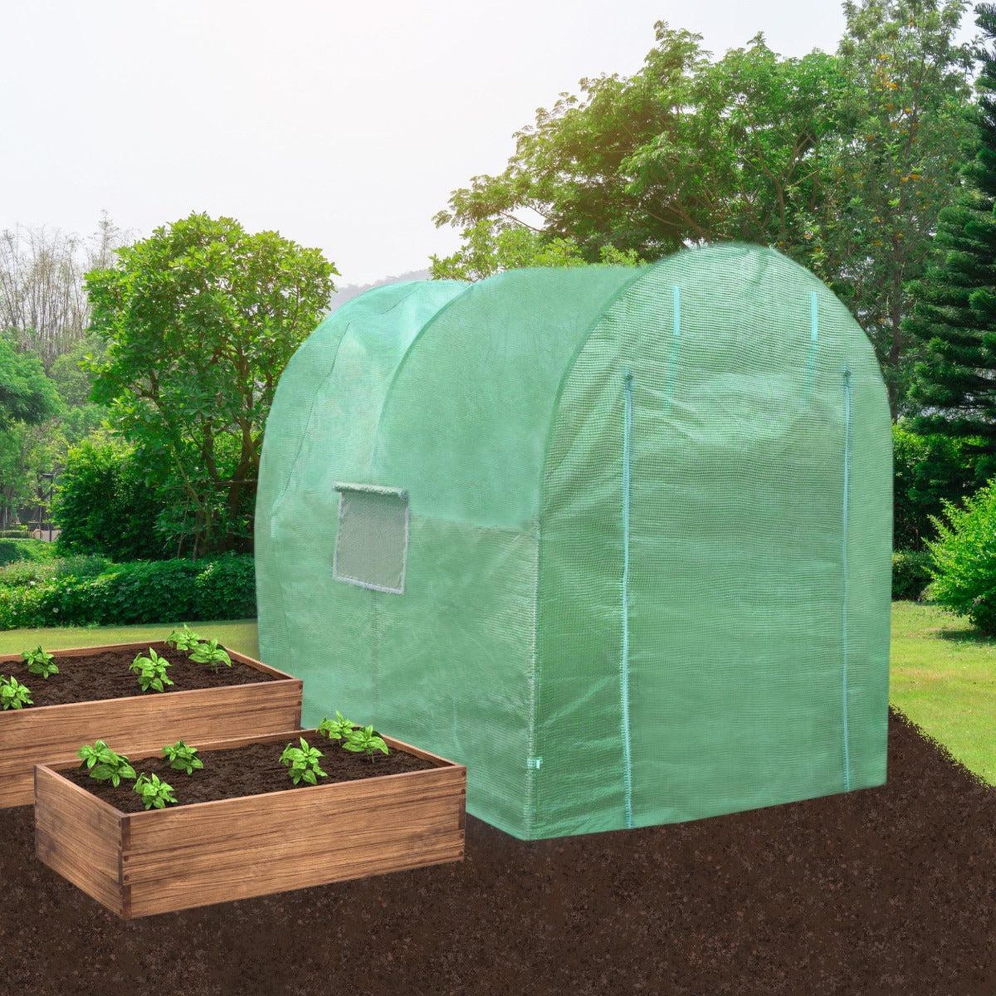 Voir la diapositive 3 : Monster Serre Polytunnel 19mm avec Étagères
