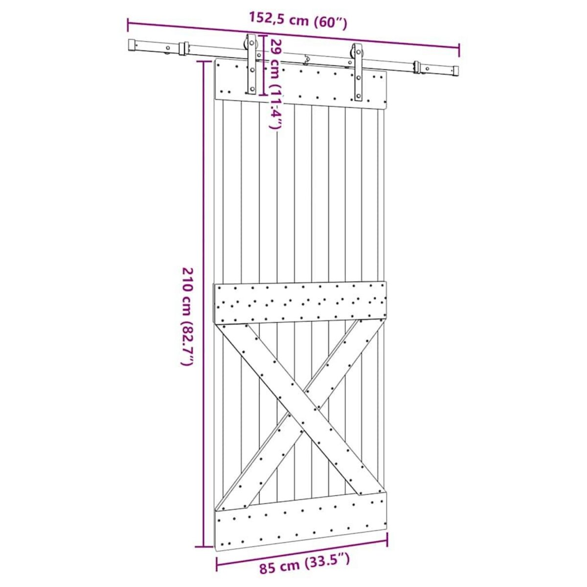 VIDAXL Porte coulissante et kit de quincaillerie 85x210 cm pin massif