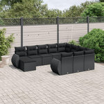 VIDAXL Salon de jardin 11 pcs avec coussins noir resine tressee