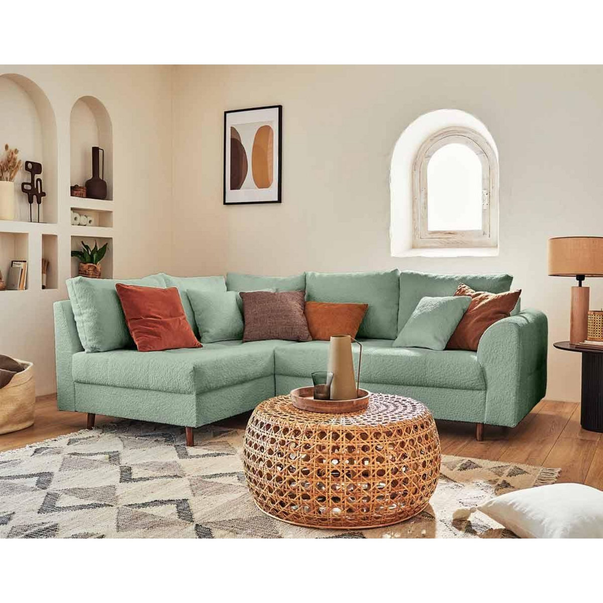 LISA DESIGN Rune - canapé d'angle gauche - 4 places - en tissu bouclette