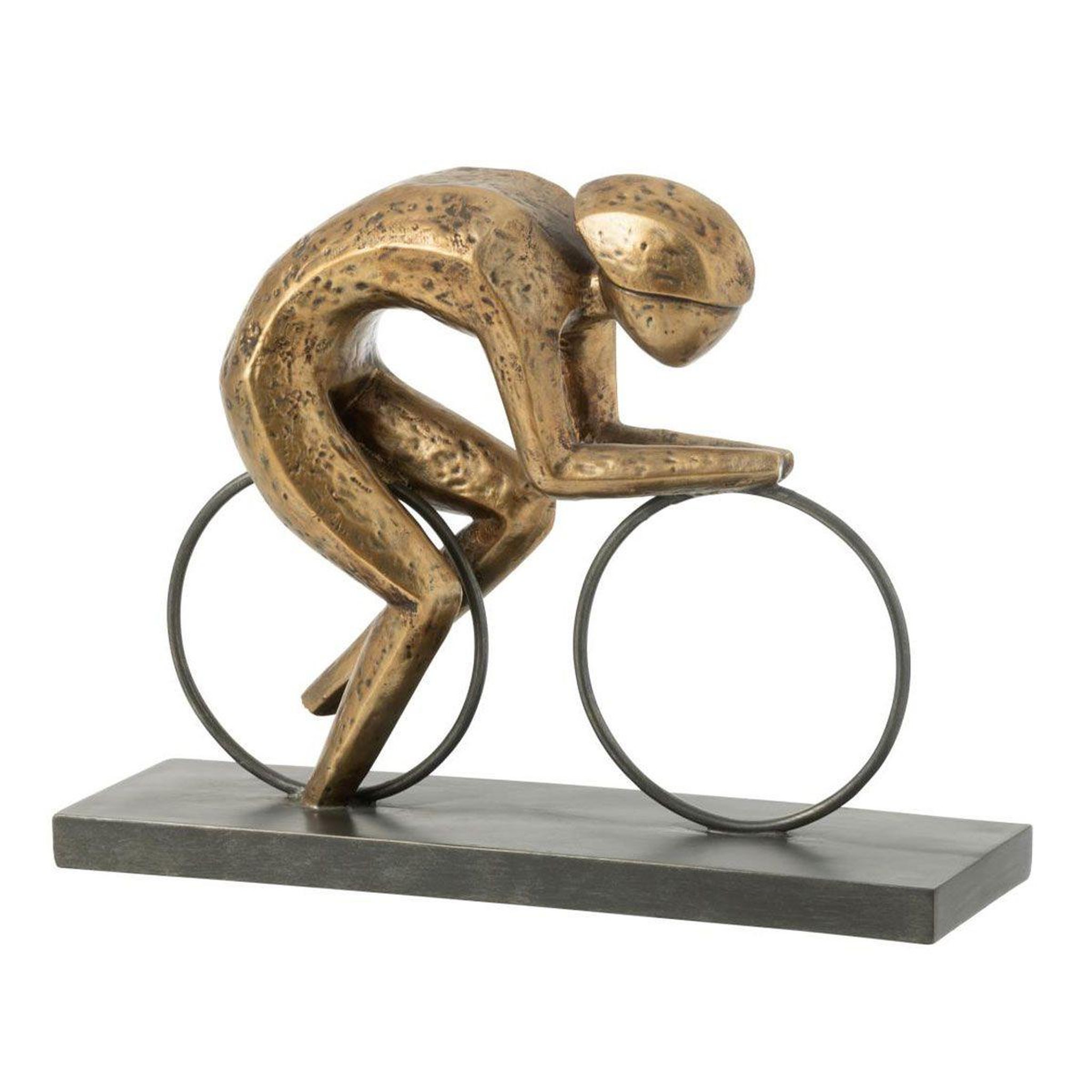 J-LINE Statuette déco sur socle  cycliste  37cm or