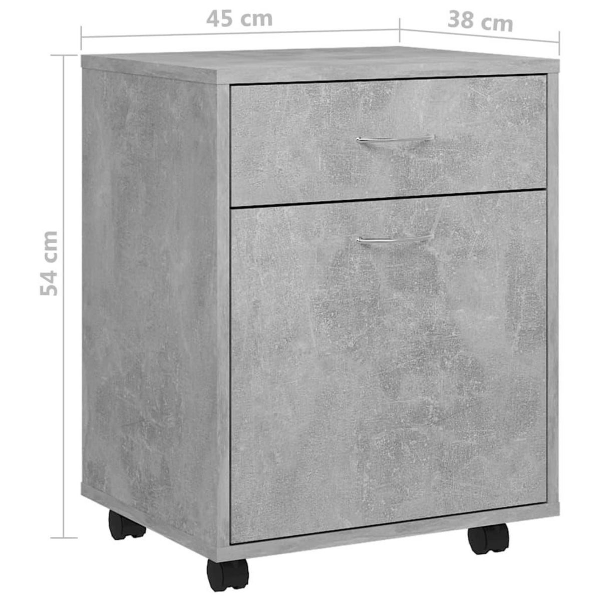VIDAXL Armoire a roulettes Gris beton 45x38x54 cm Bois d'ingenierie