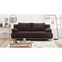 Voir la diapositive 2 : MARKET24 Banquette convertible 3 places MIKA - Velours côtelé marron foncé - Coffre de rangement - L 192 x H 84 x P 93 cm