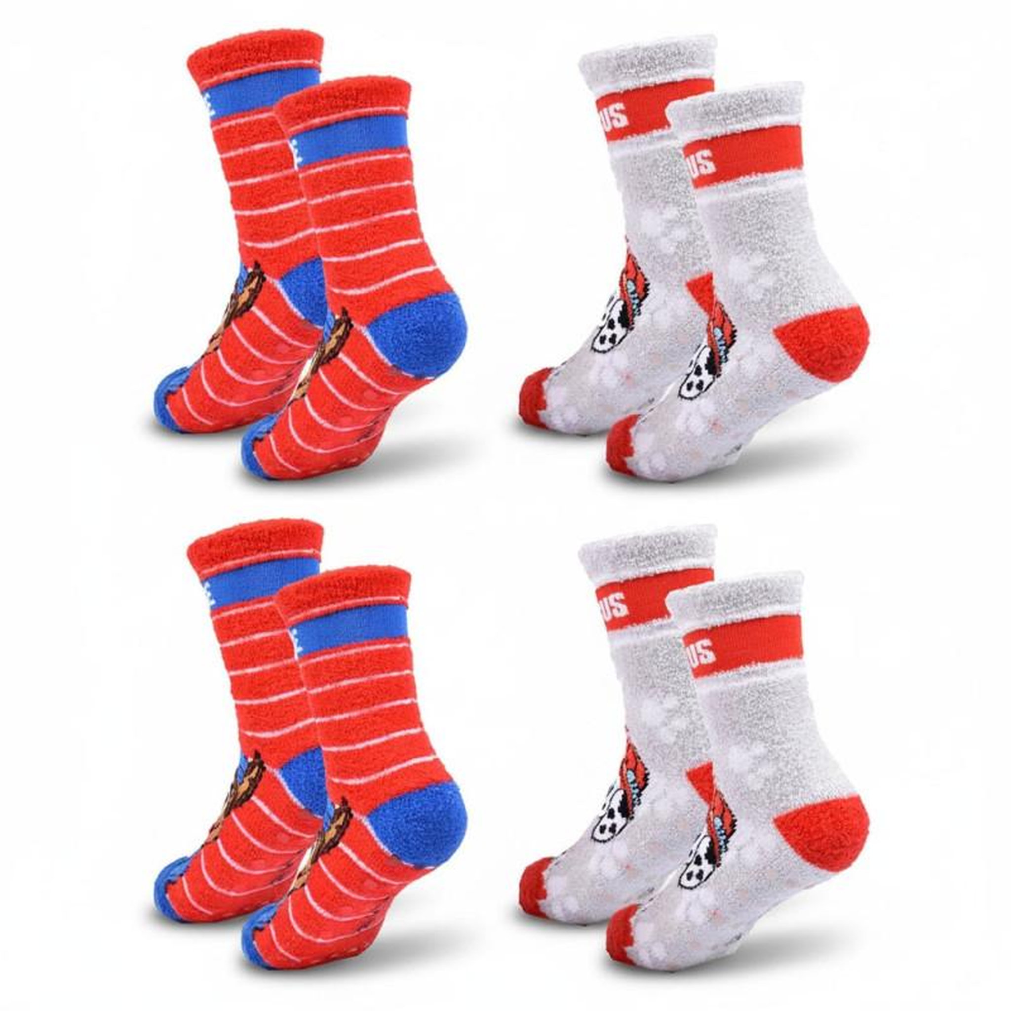 Voir la diapositive 2 : Pat Patrouille Pack de Chaussettes Antidérapantes Enfant PAT PATROUILLE (Lot de 4)