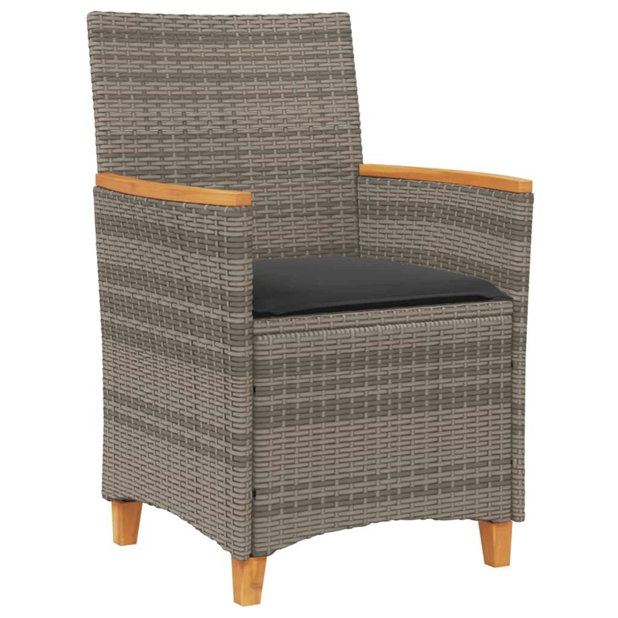 Voir la diapositive 4 : VIDAXL Chaises de jardin coussins lot de 2 gris resine tressee et bois