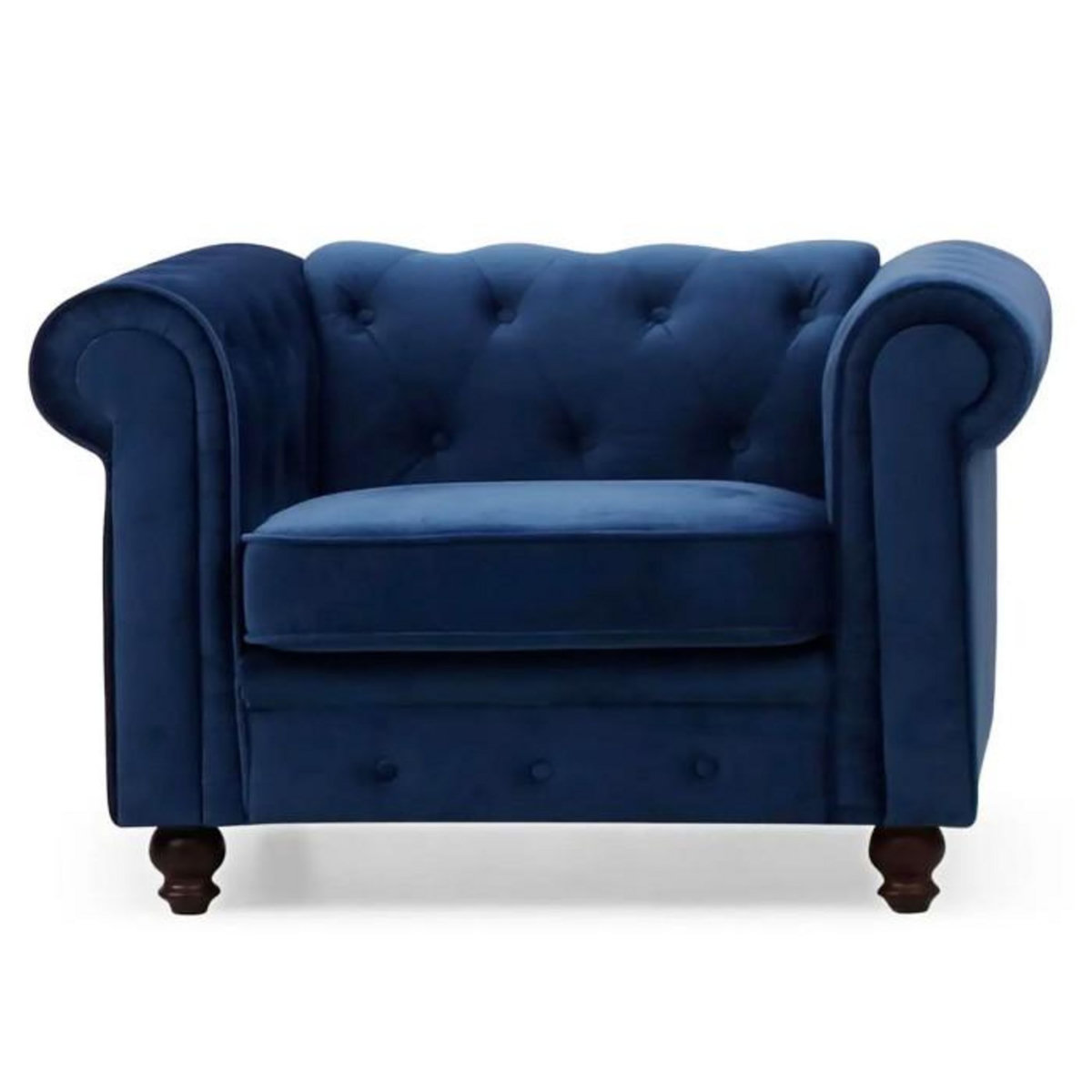 Paris Prix Fauteuil Design Velours  Chesterfield  111cm Bleu