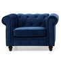 Voir la diapositive 1 : Paris Prix Fauteuil Design Velours  Chesterfield  111cm Bleu