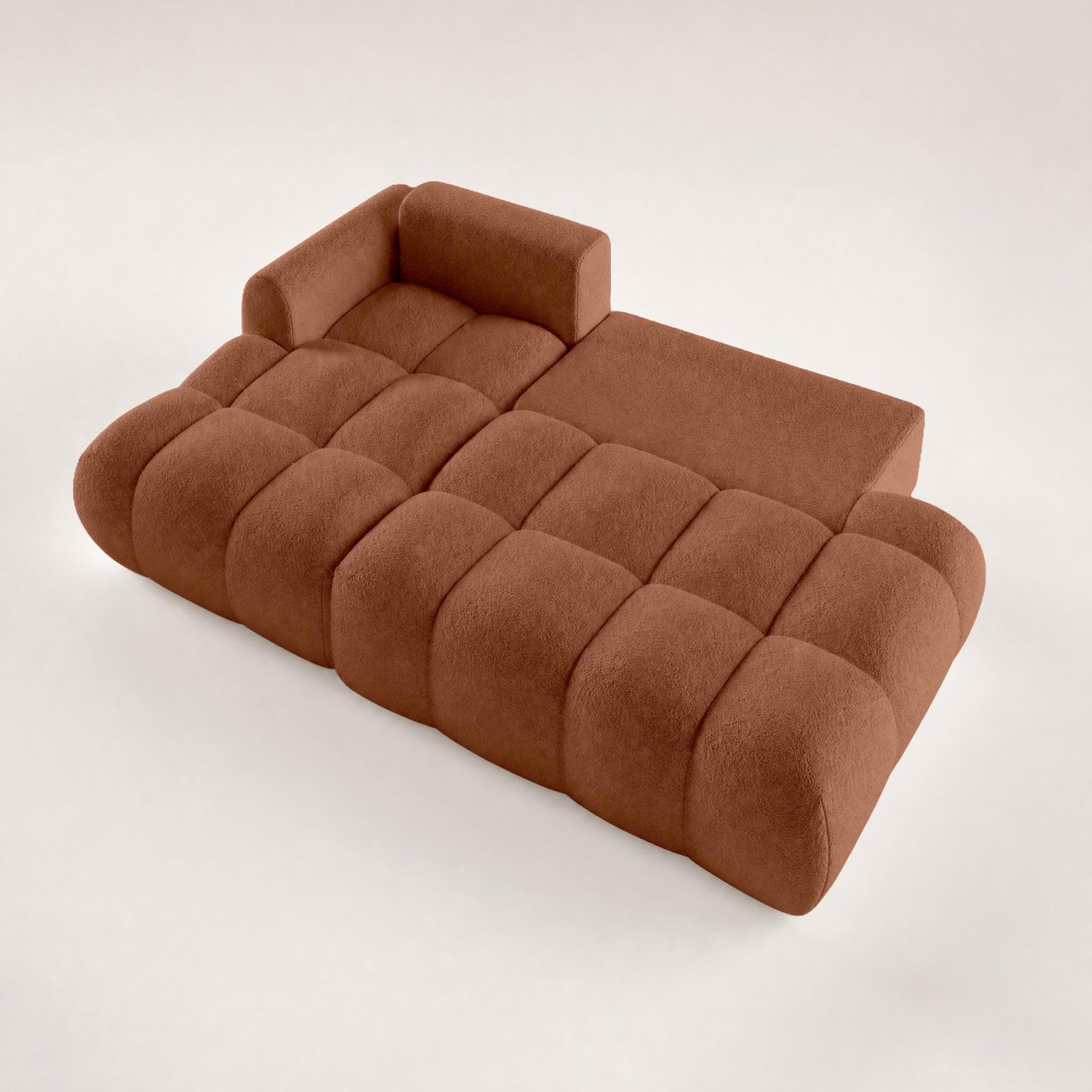Voir la diapositive 4 : BEST MOBILIER Yulin - canapé d'angle ouvert gauche 4 places convertible avec coffre en tissu bouclette
