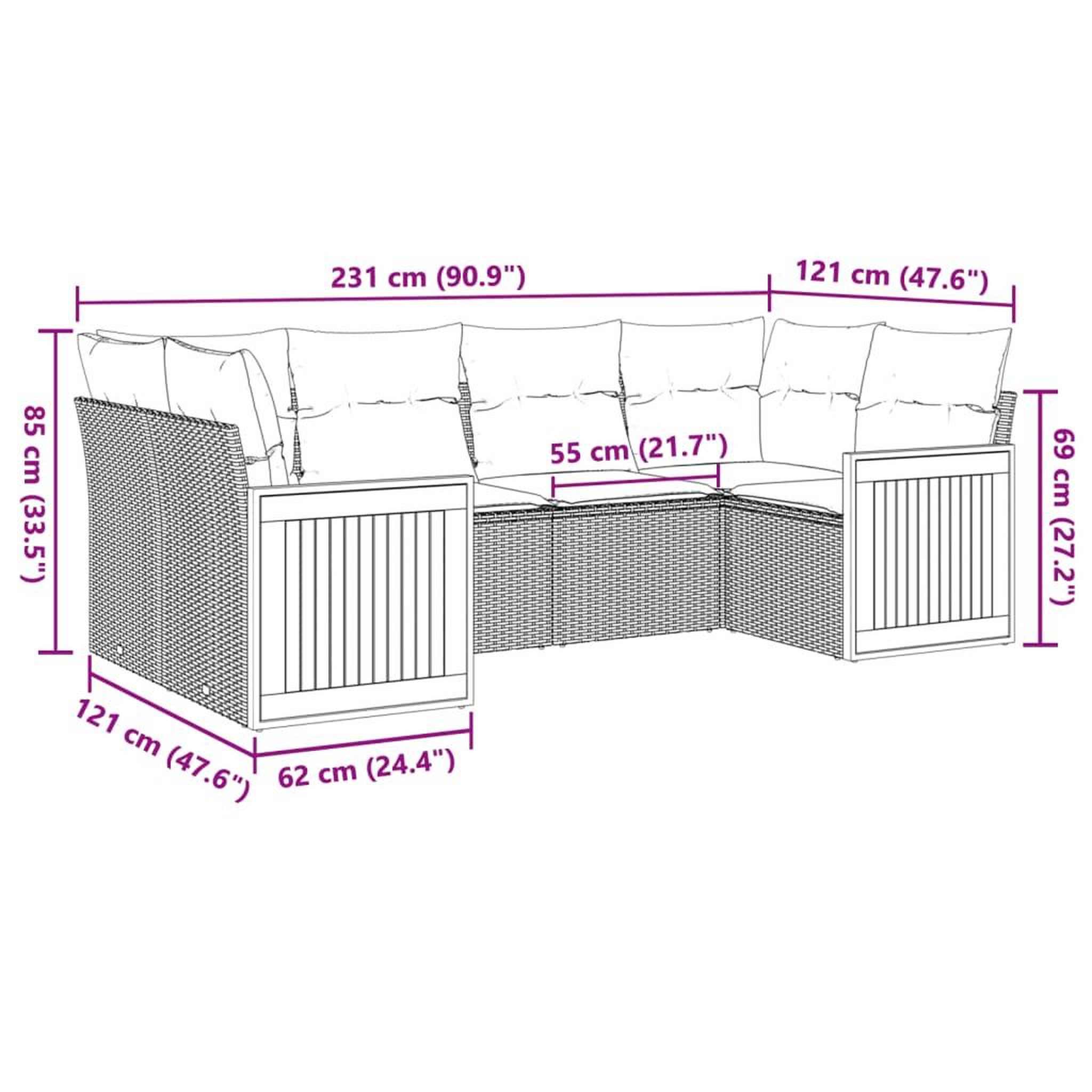 Voir la diapositive 4 : VIDAXL Salon de jardin avec coussins 6 pcs beige resine tressee